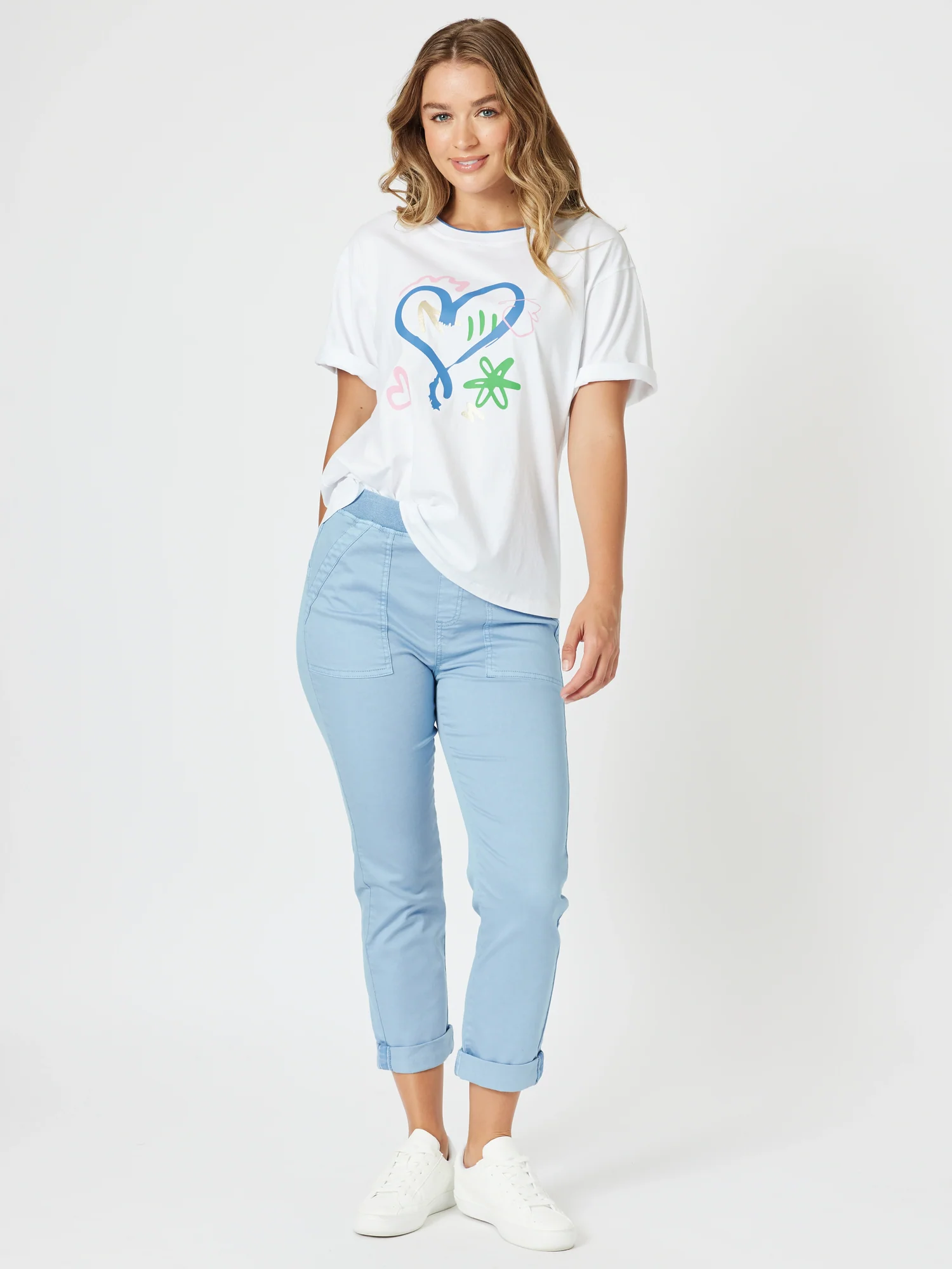 Heart Print Tee - White