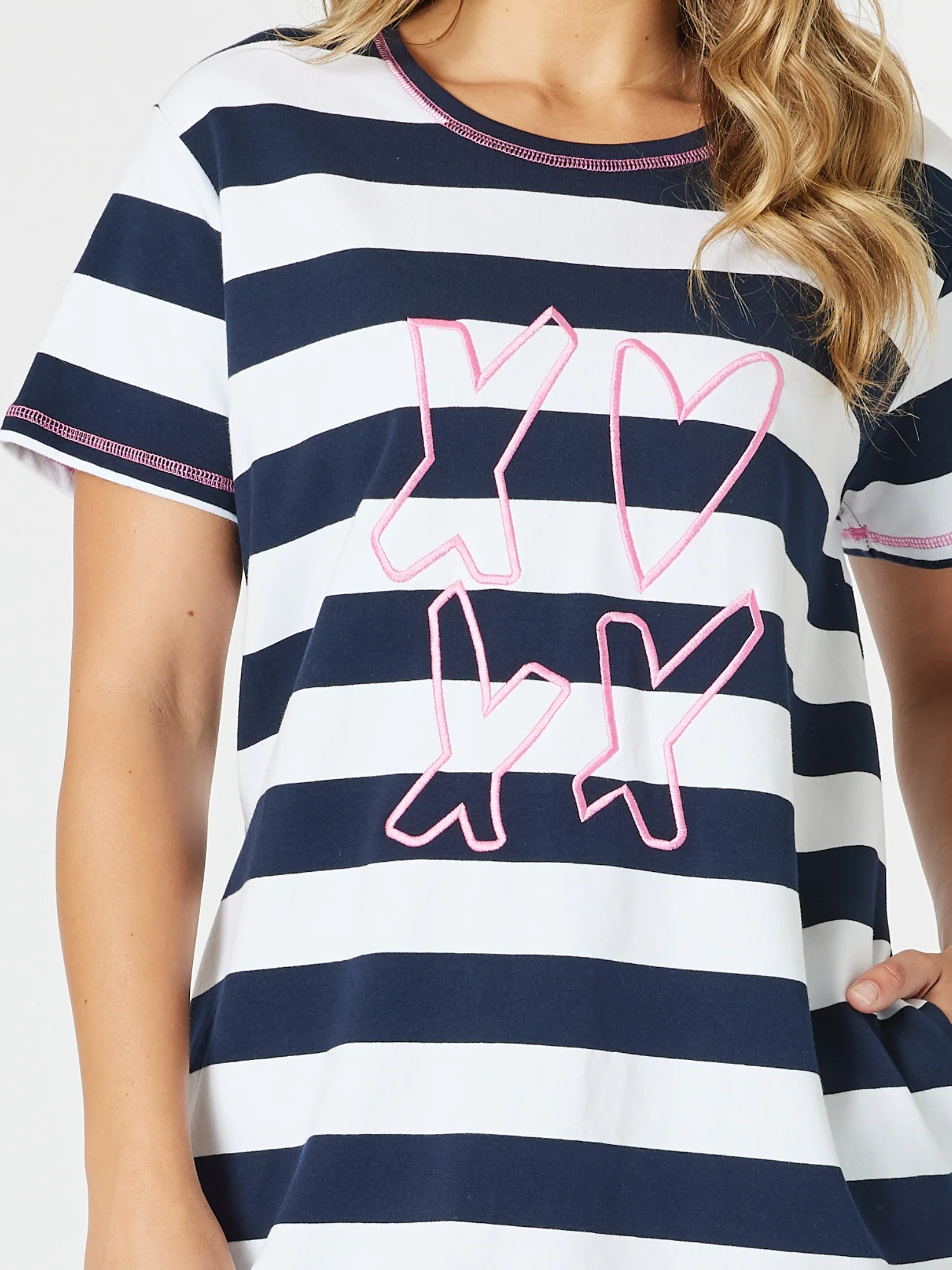 Love & Kisses Stripe Dress - Navy Pink