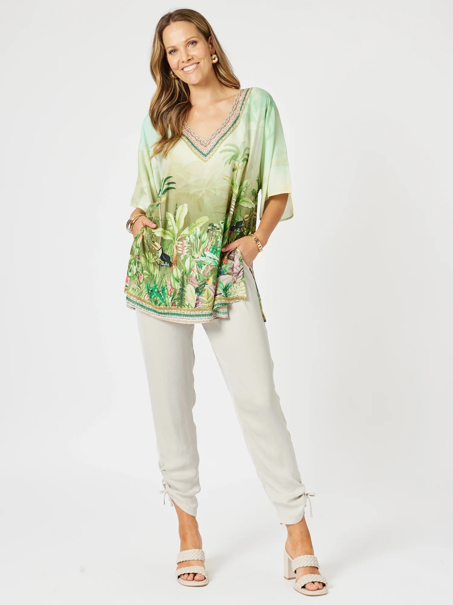 Luxe Ruche Tie Pant  - Champagne