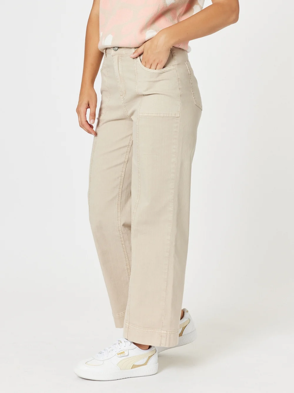 Sabrina Wide Leg Jean - Natural
