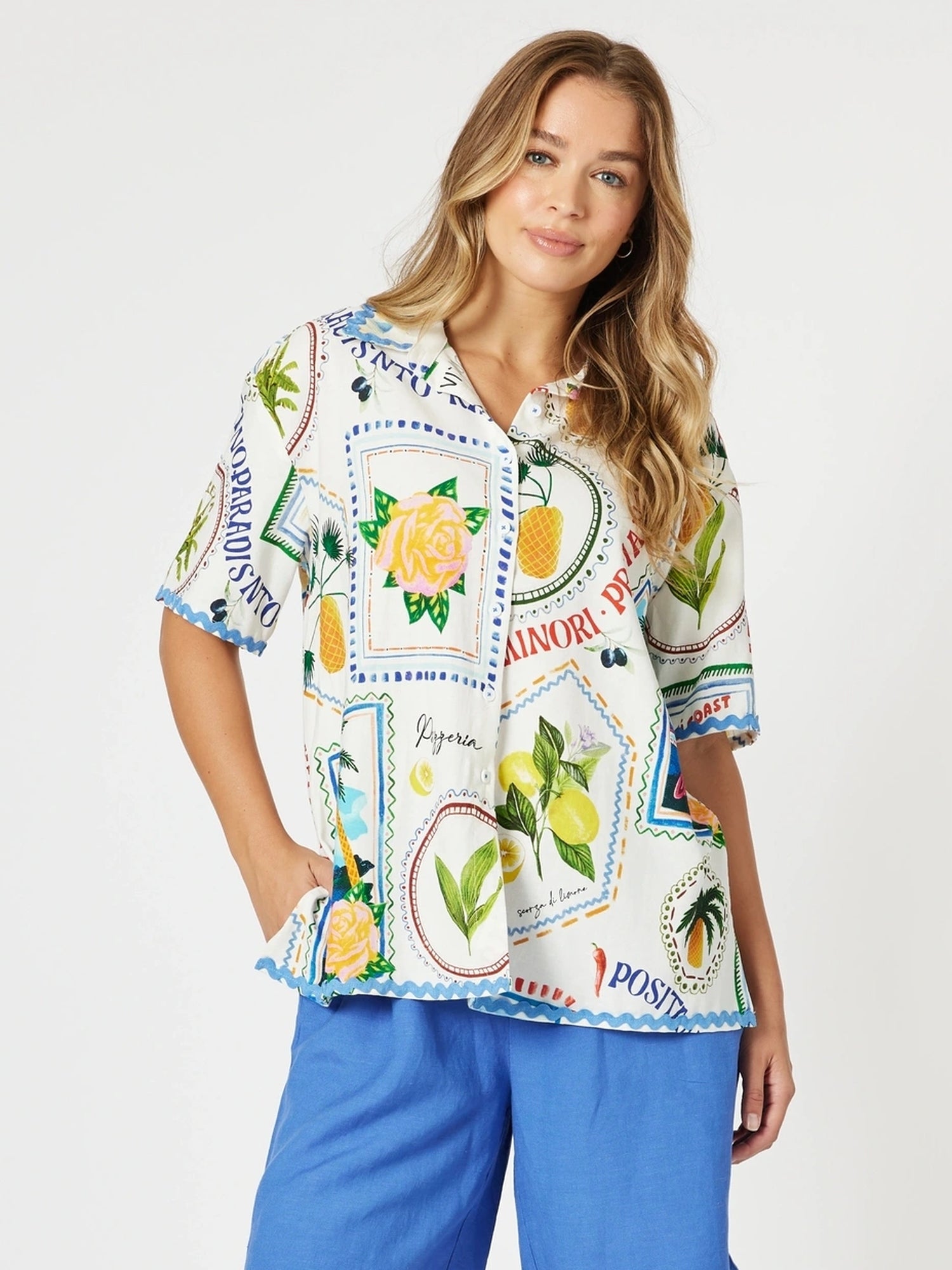 Amalfi Print Shirt - Blue/Multi