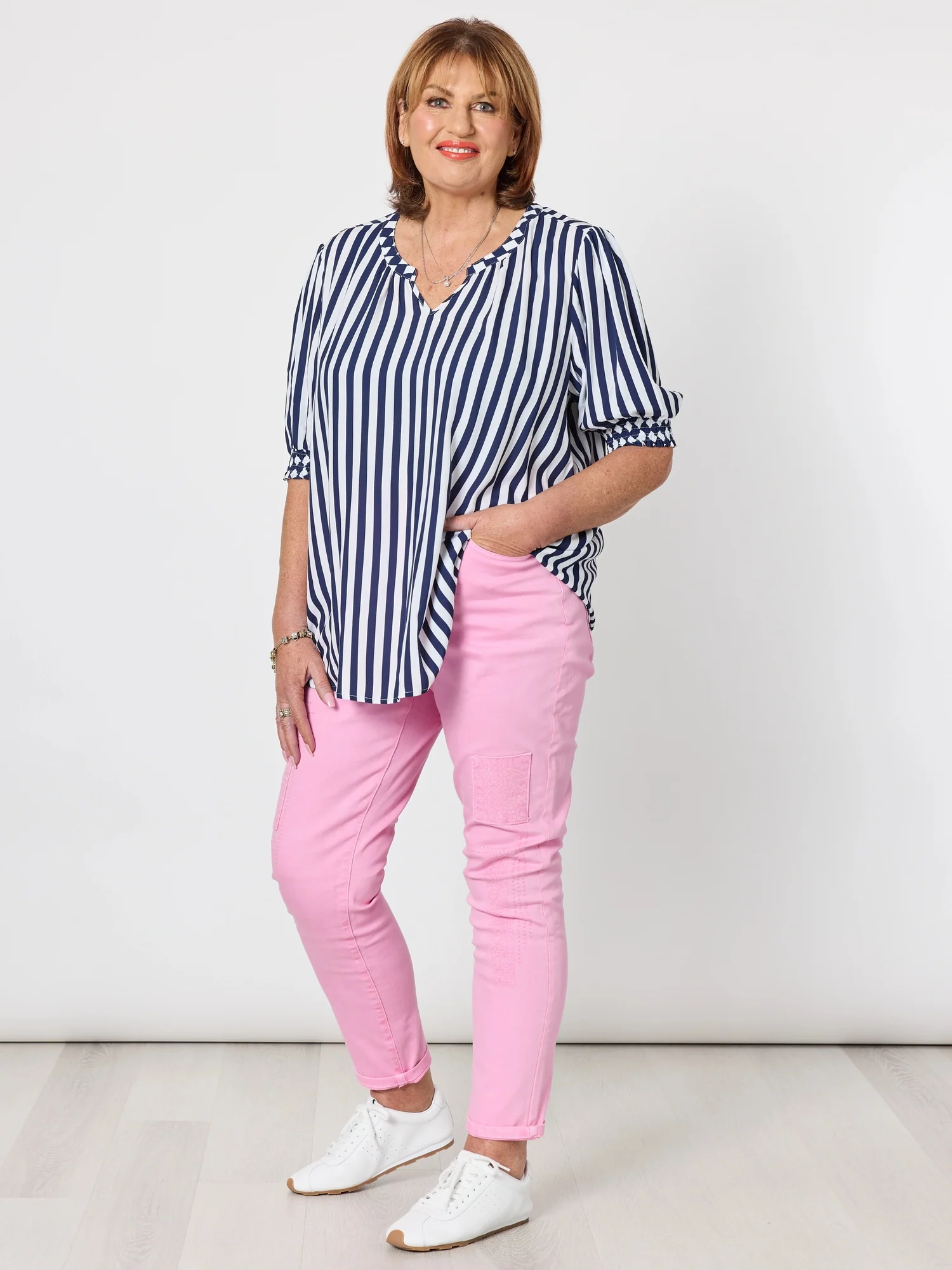 The Embroidered Patch Jean - Flamingo