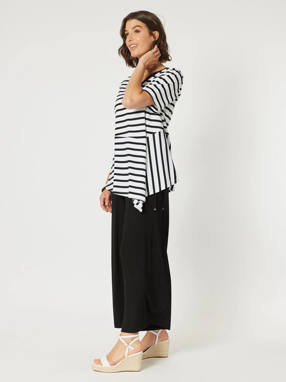 Stripe Spliced Tee - Black/White