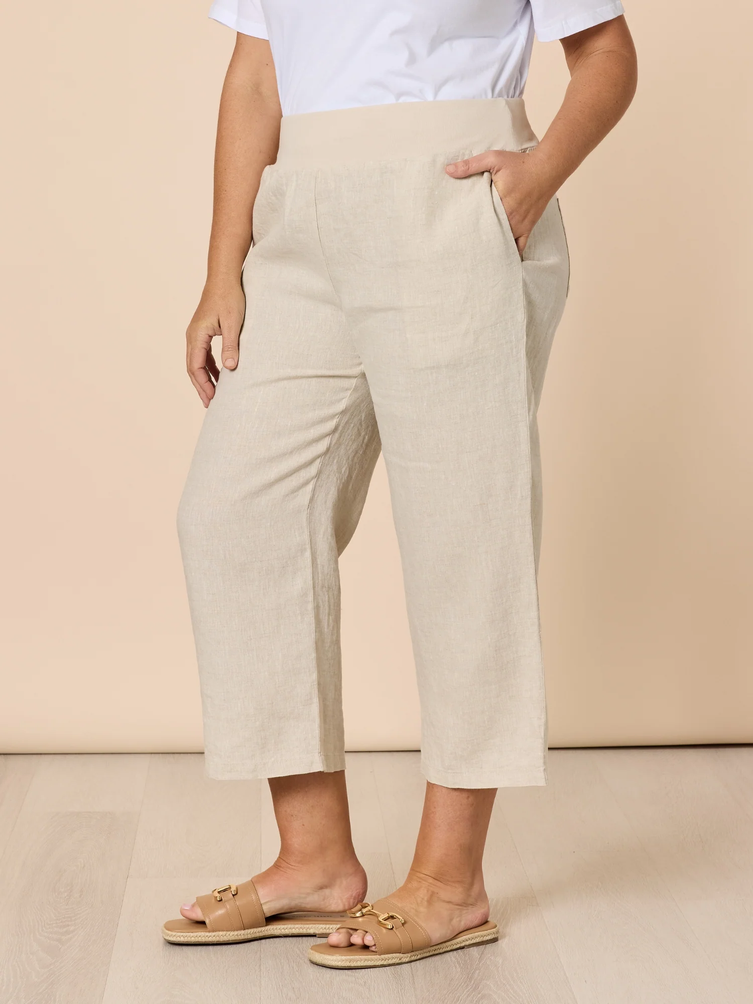 Lara Linen Wide Leg Pant - Natural