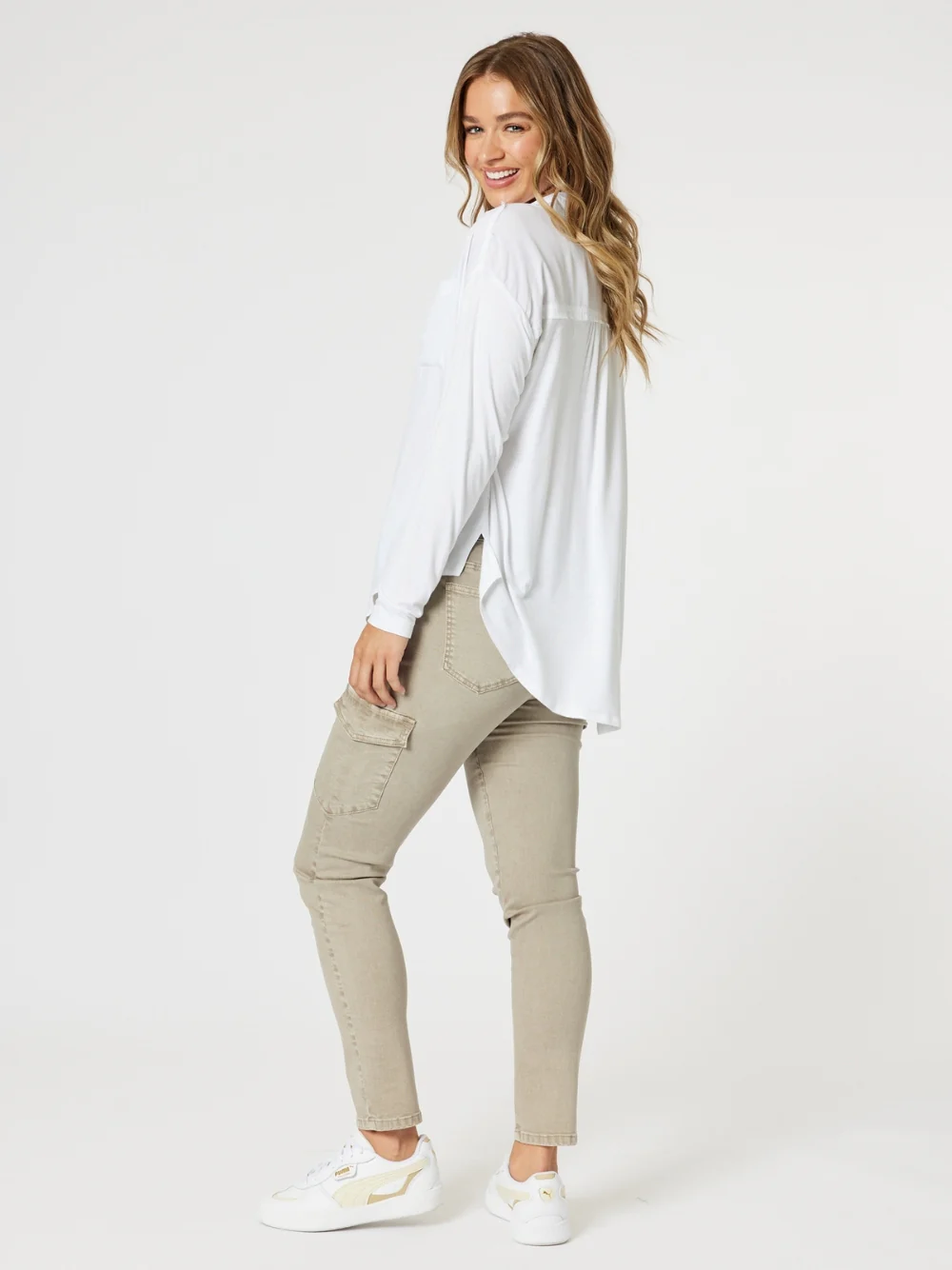 Paige Cargo Slim Leg Jean - Washed Natural