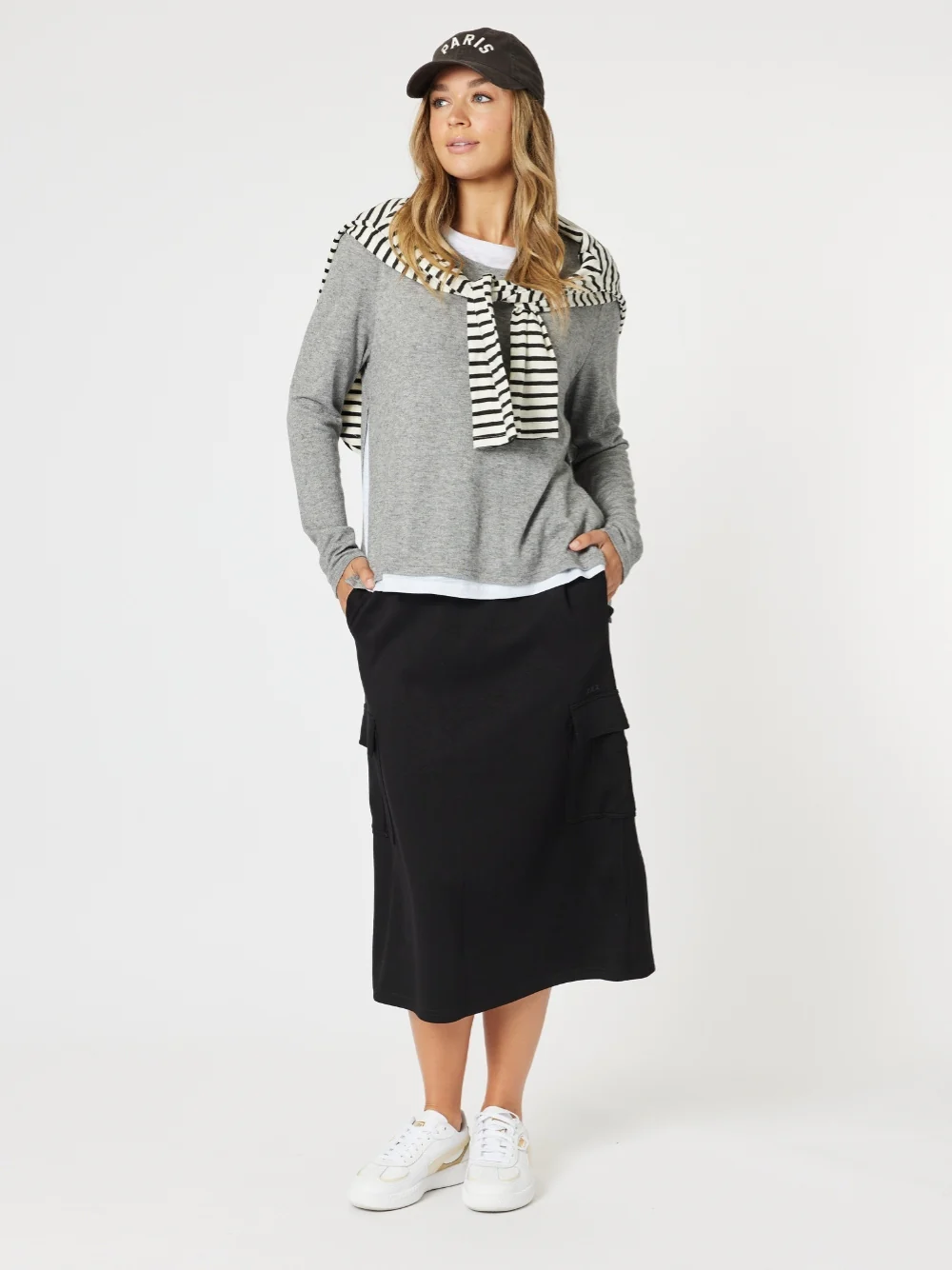 Alice 2 in 1 Knit Top - Charcoal