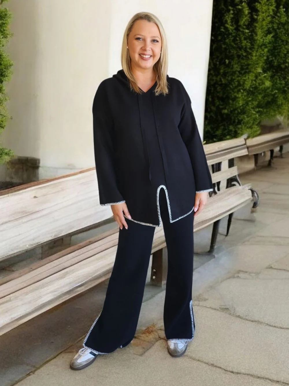 Cosy Split Hem Pant - Black