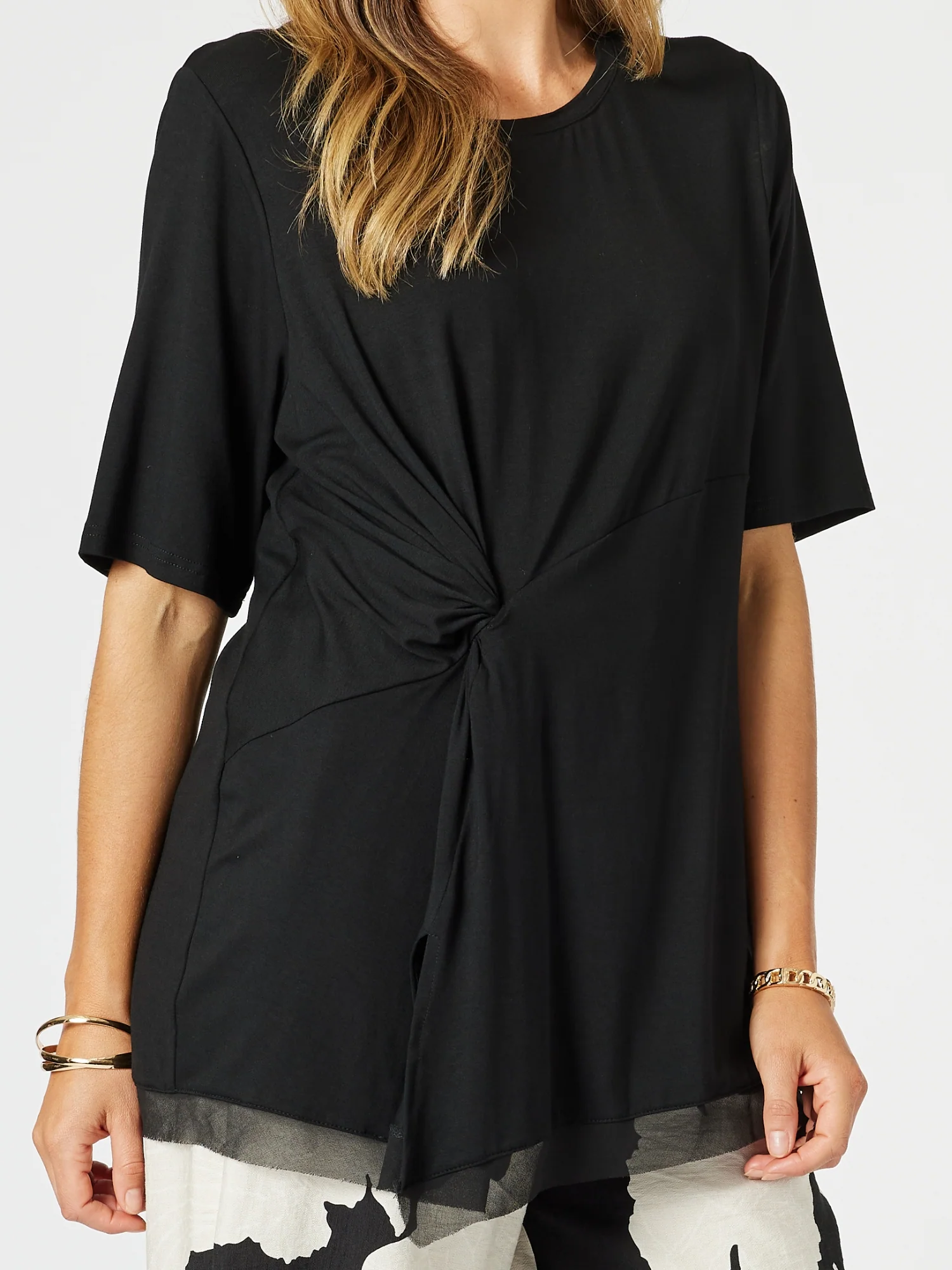 Travel Jersey Twist Top - Black