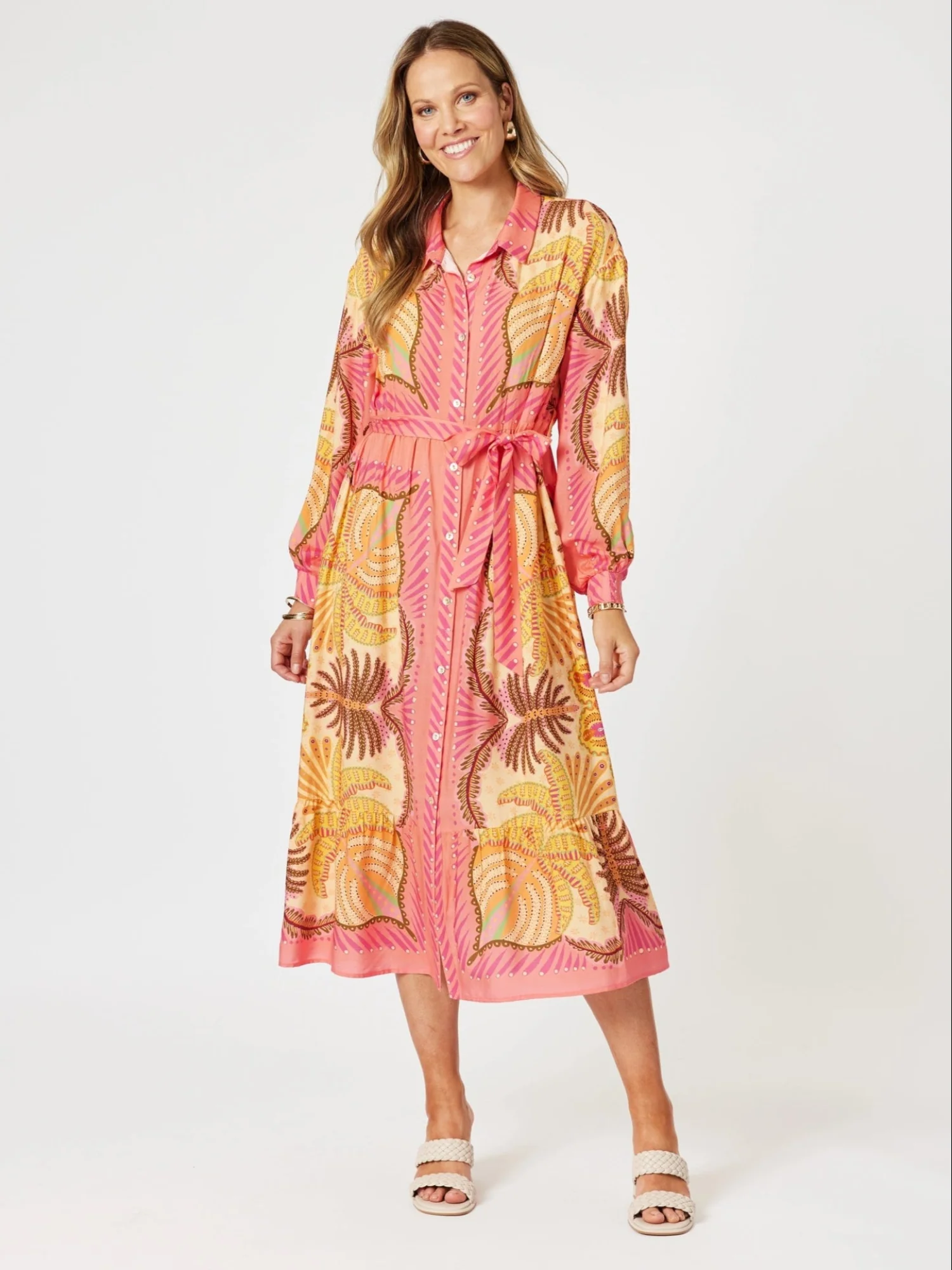 Bellagio Floral Print Shirt Dress - Multi