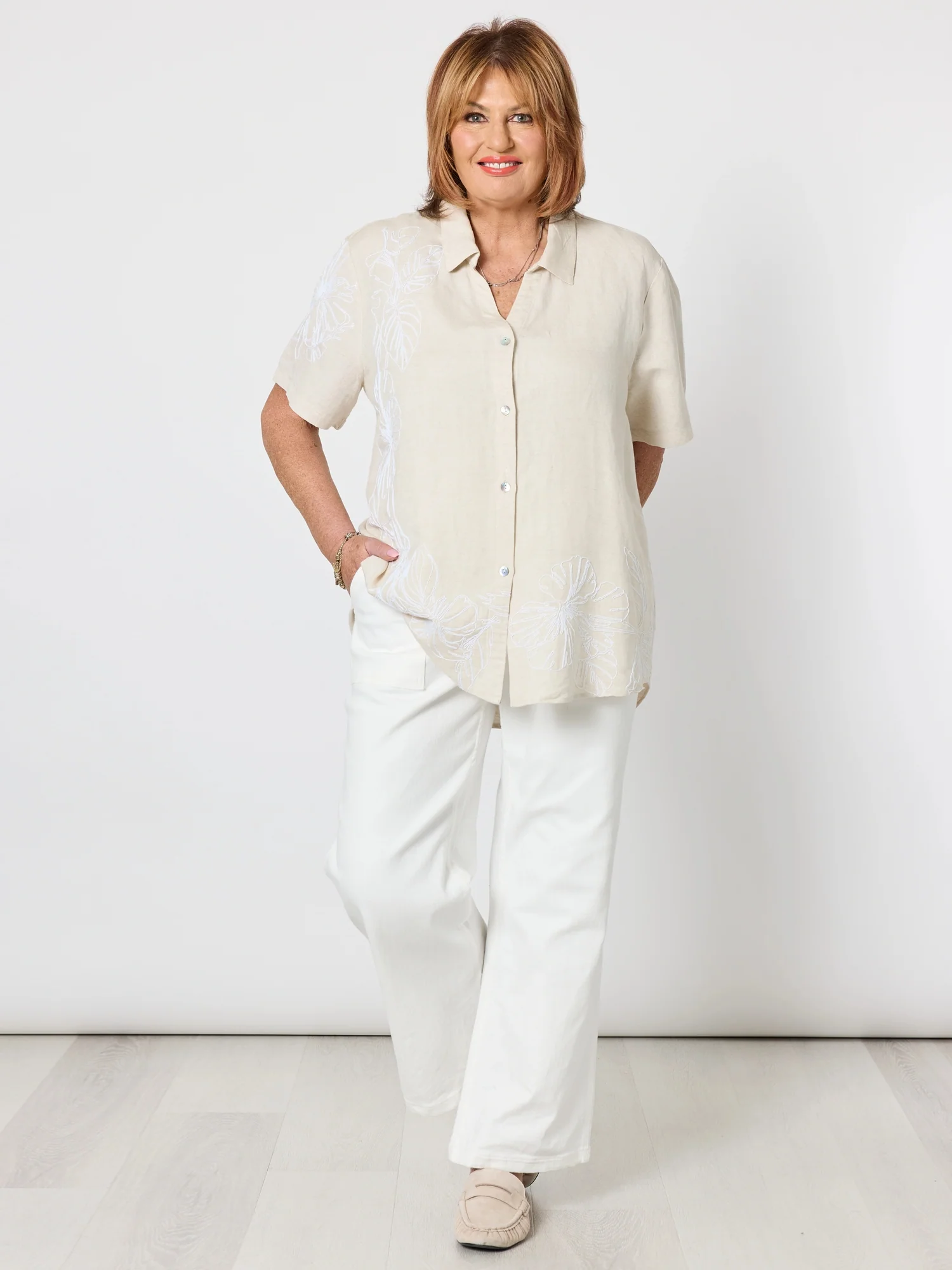 Hudson High Rise Wide Leg Jean - Ivory