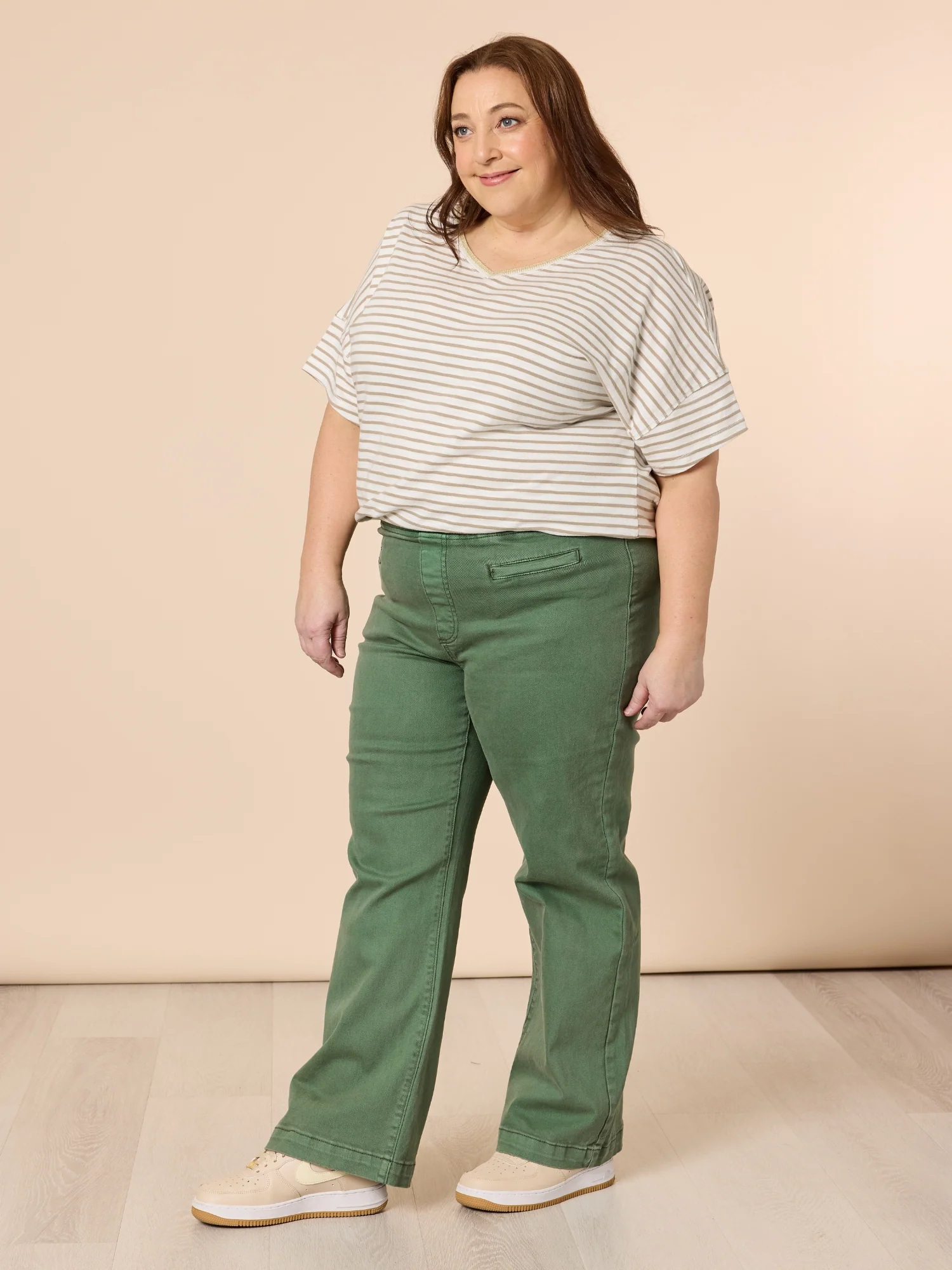 Maddy High Rise Wide Leg Jean - Khaki