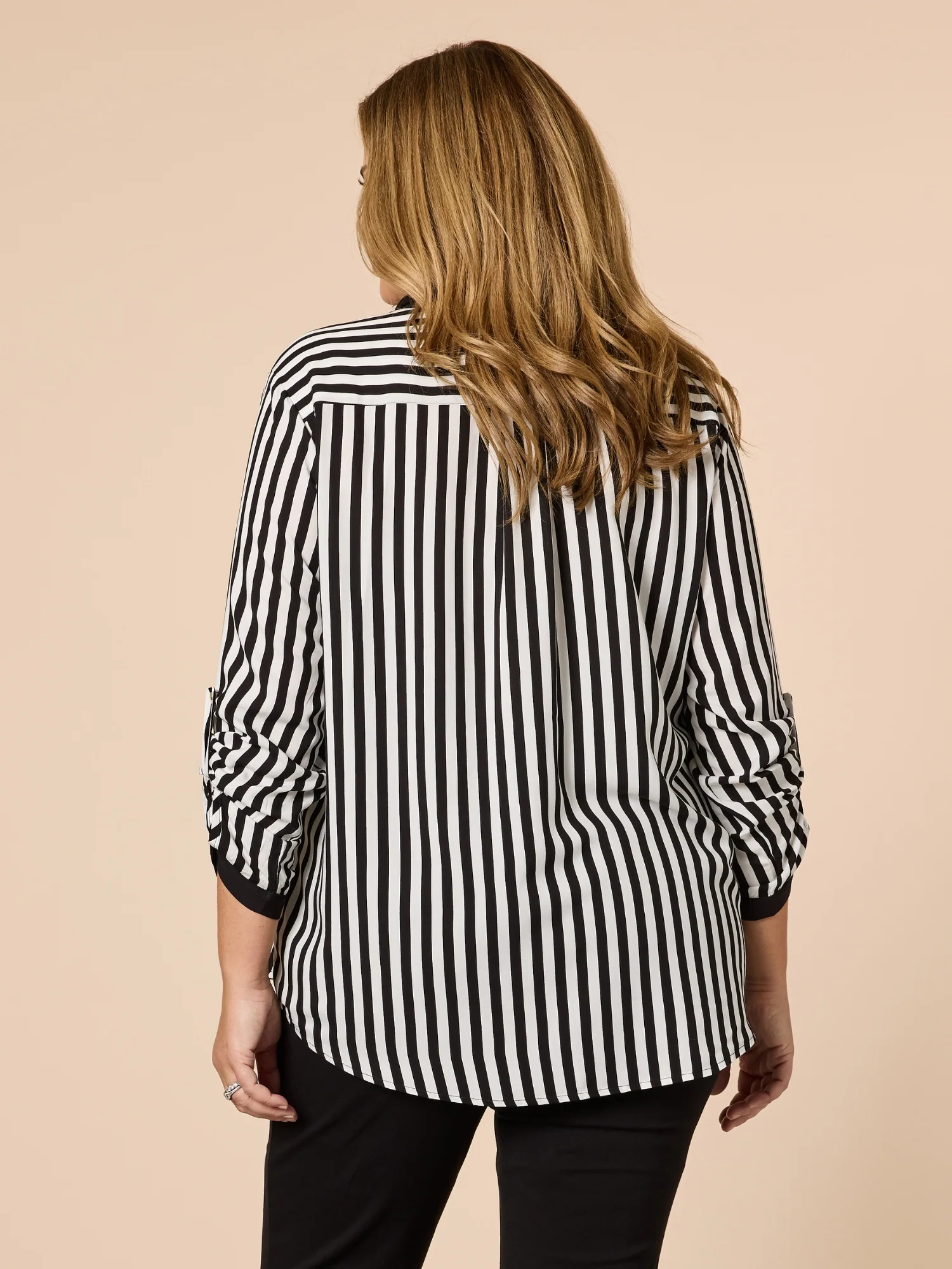 Emmie Stripe Print Shirt - Black/White