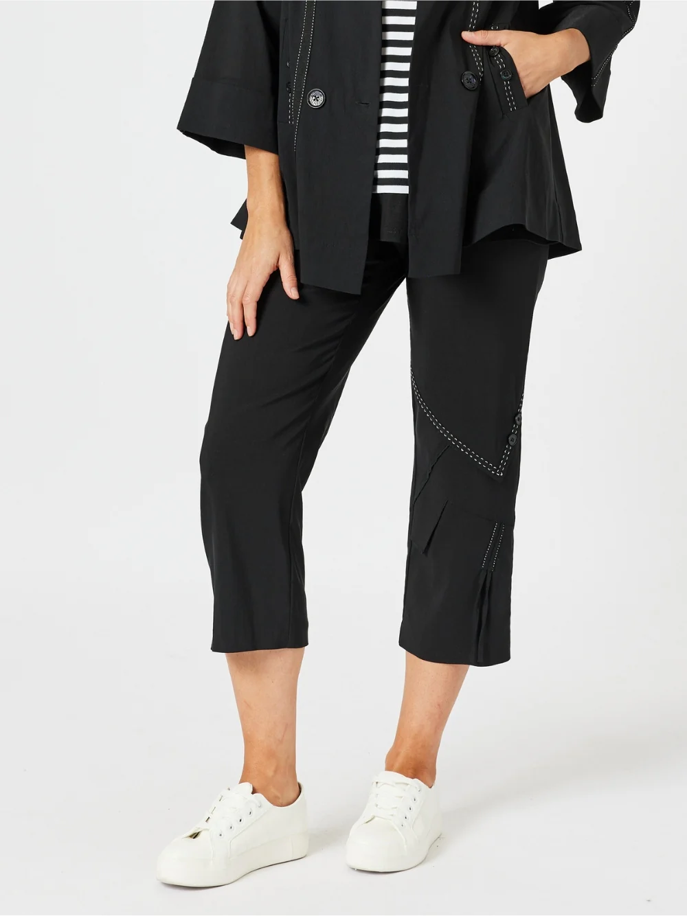 Tribeca Stitch Detail Pant - Black