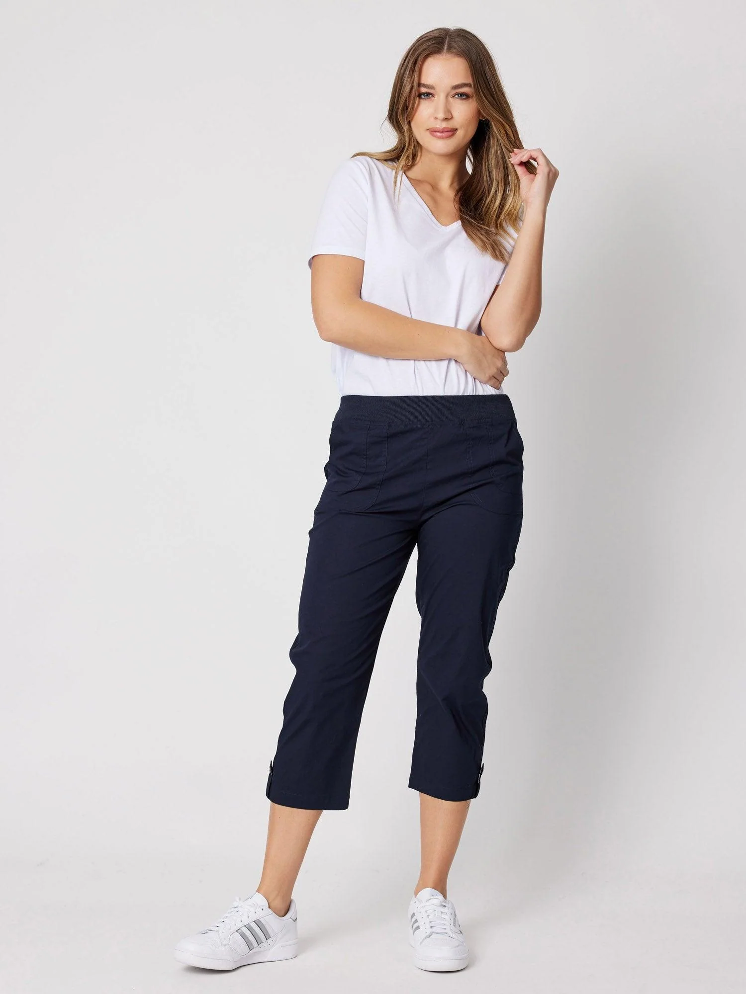 Santorini Cropped Cotton Pant - Navy