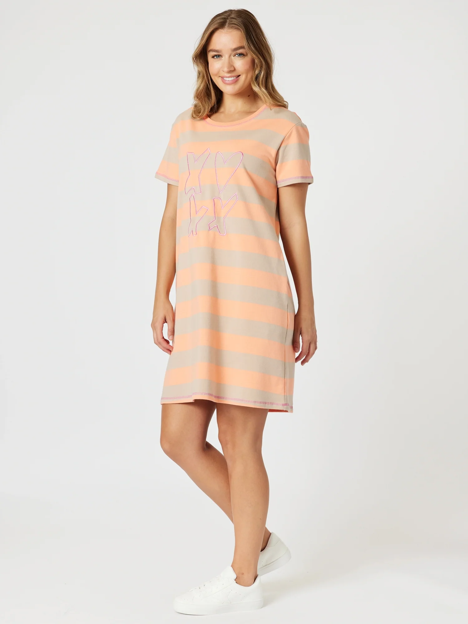 Love & Kisses Stripe Print Dress - Mango Natural