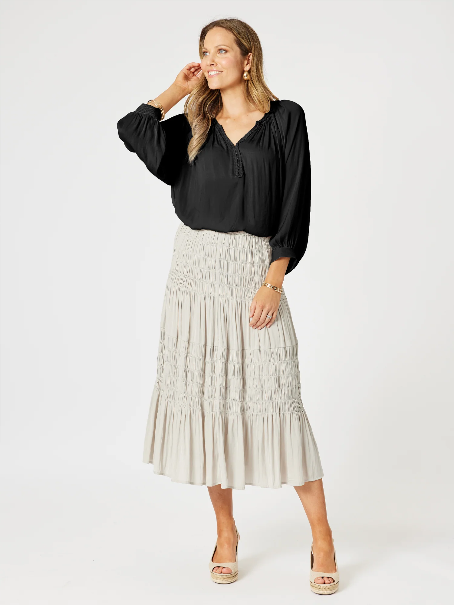 Lux Plait Top - Black