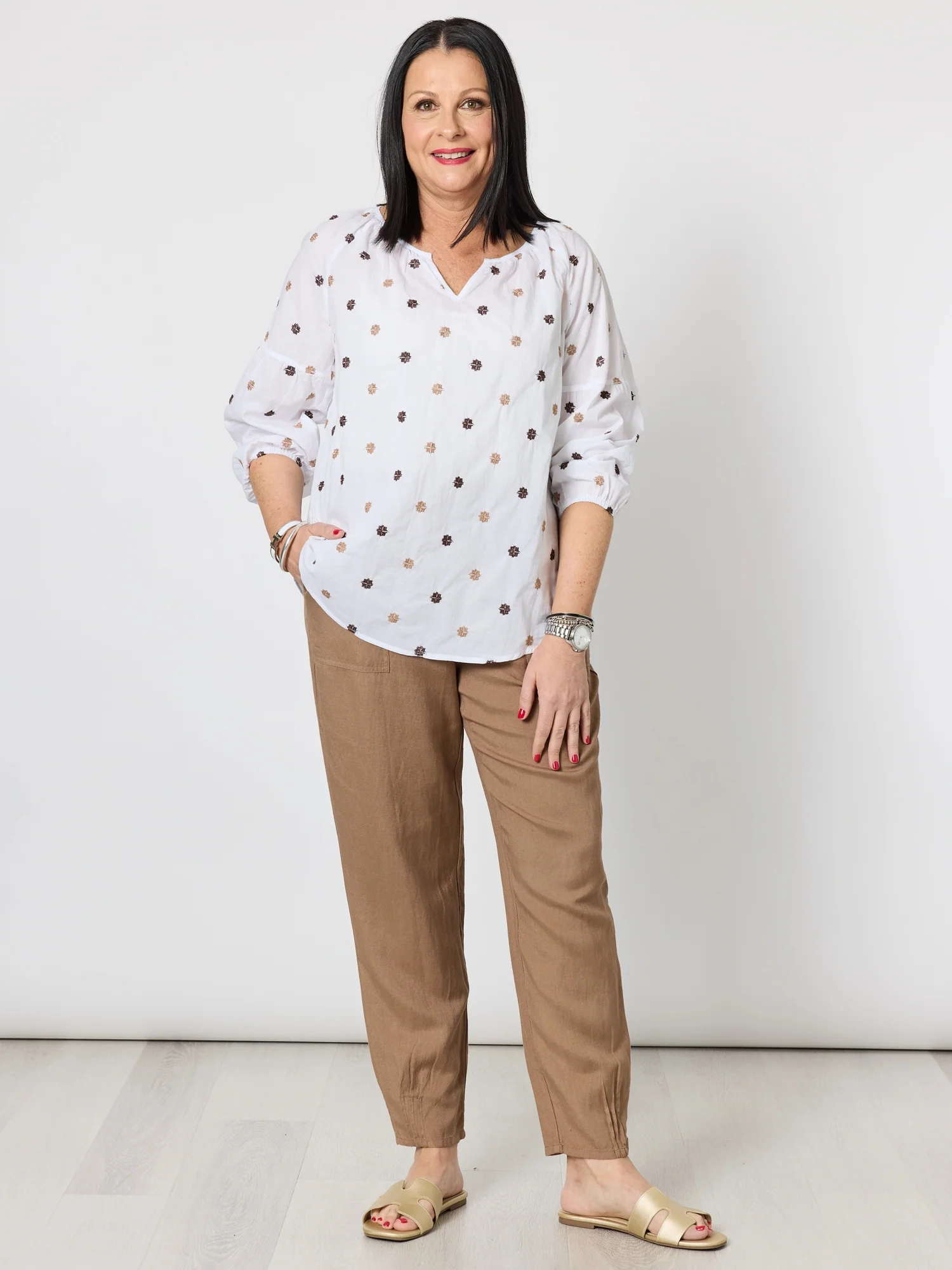 Rattan Embroidered Top - White/Natural