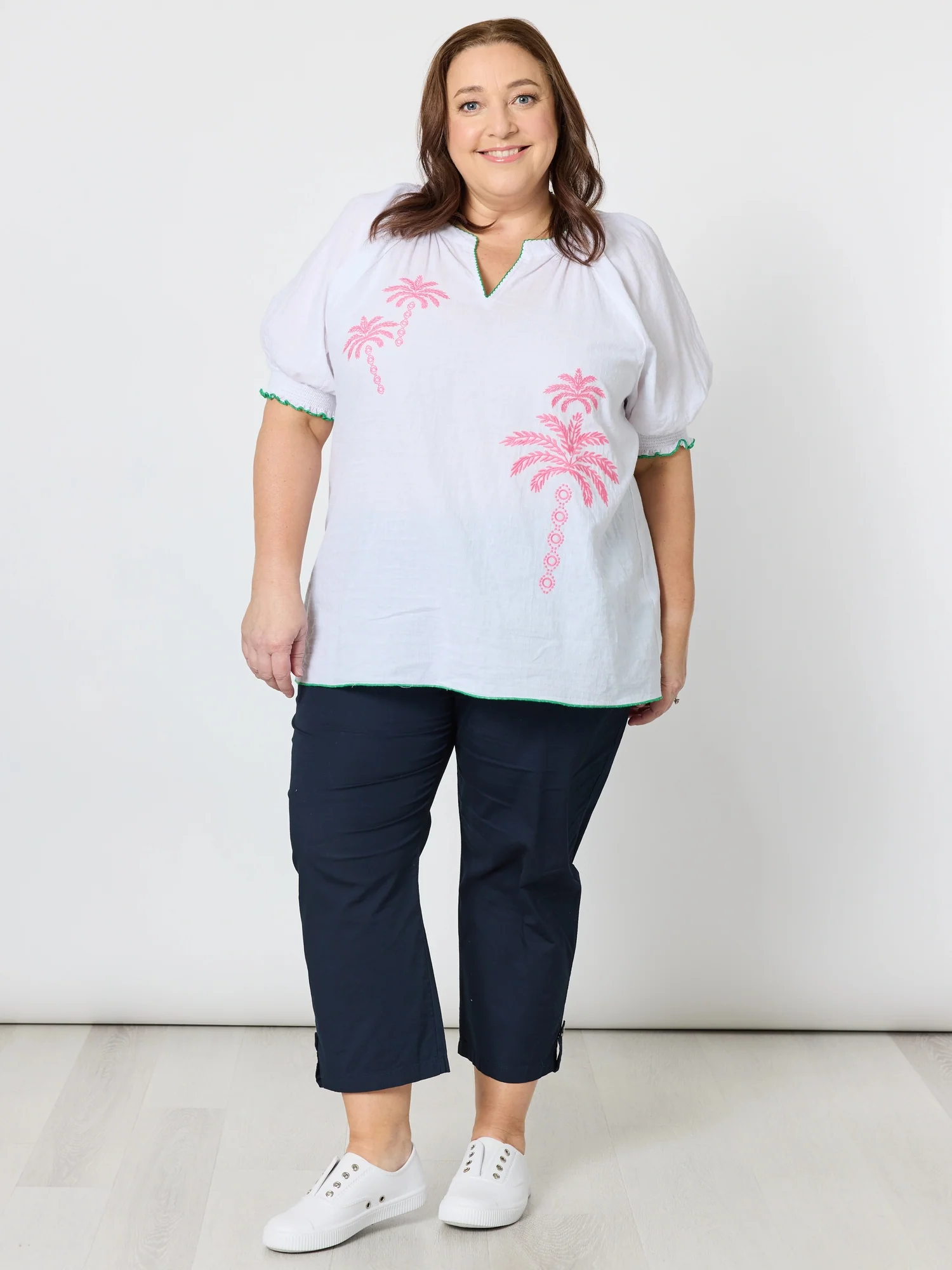 Santorini Cropped Cotton Pant - White