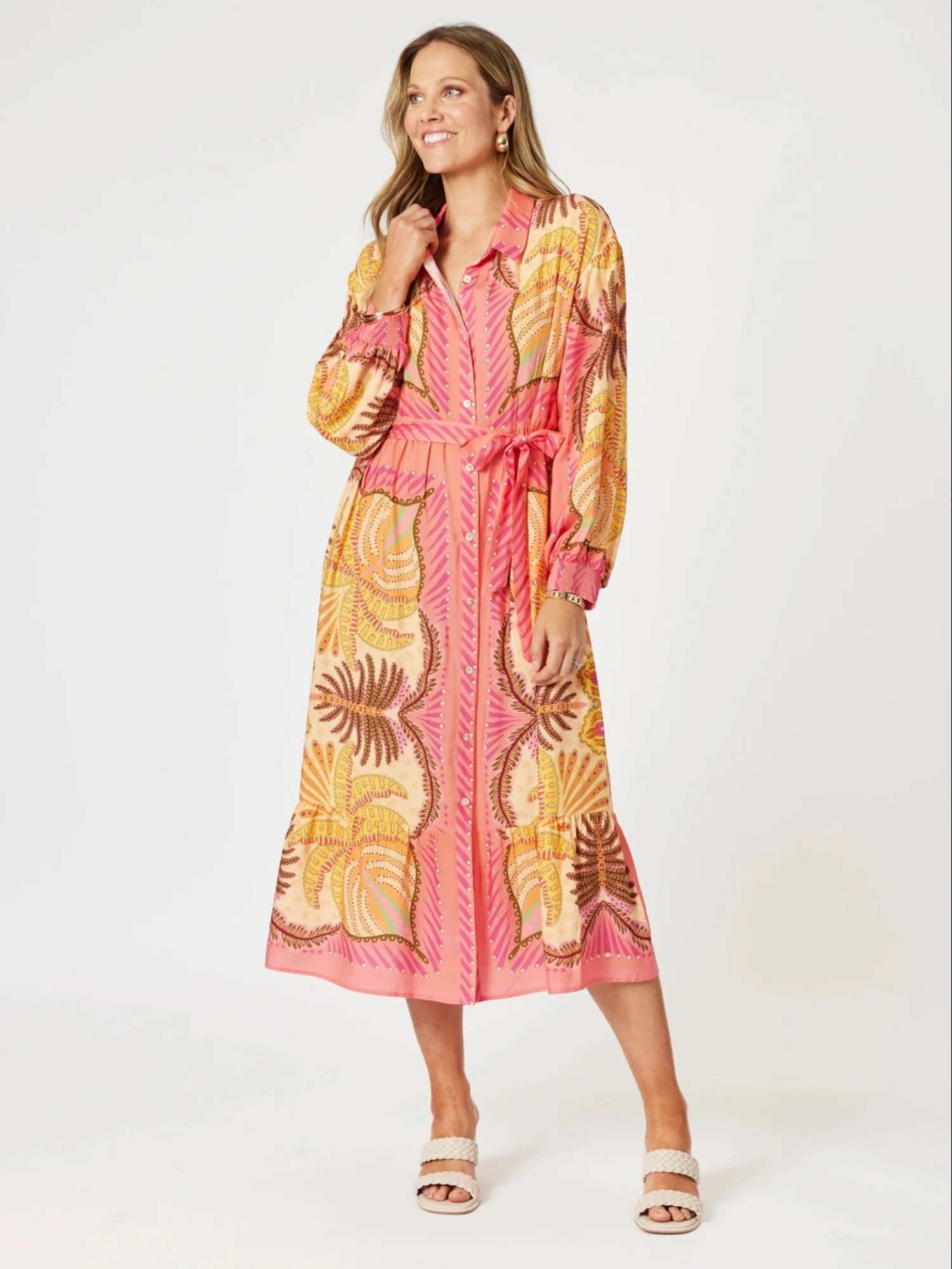 Bellagio Floral Print Shirt Dress - Multi