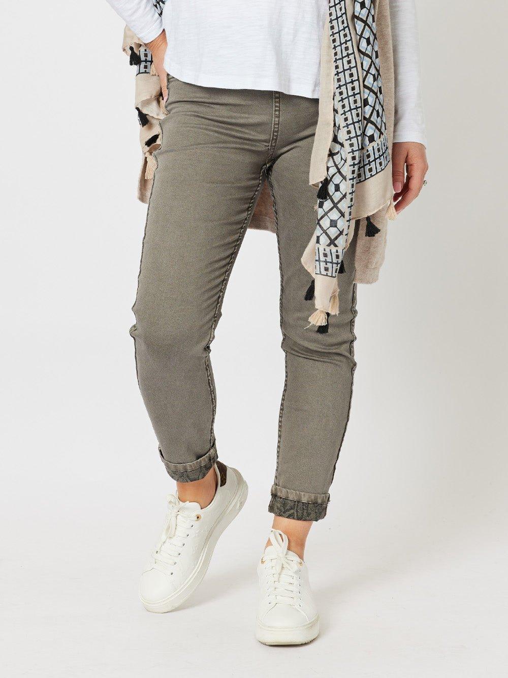 Reversible Snakeskin Print Jean - Granite