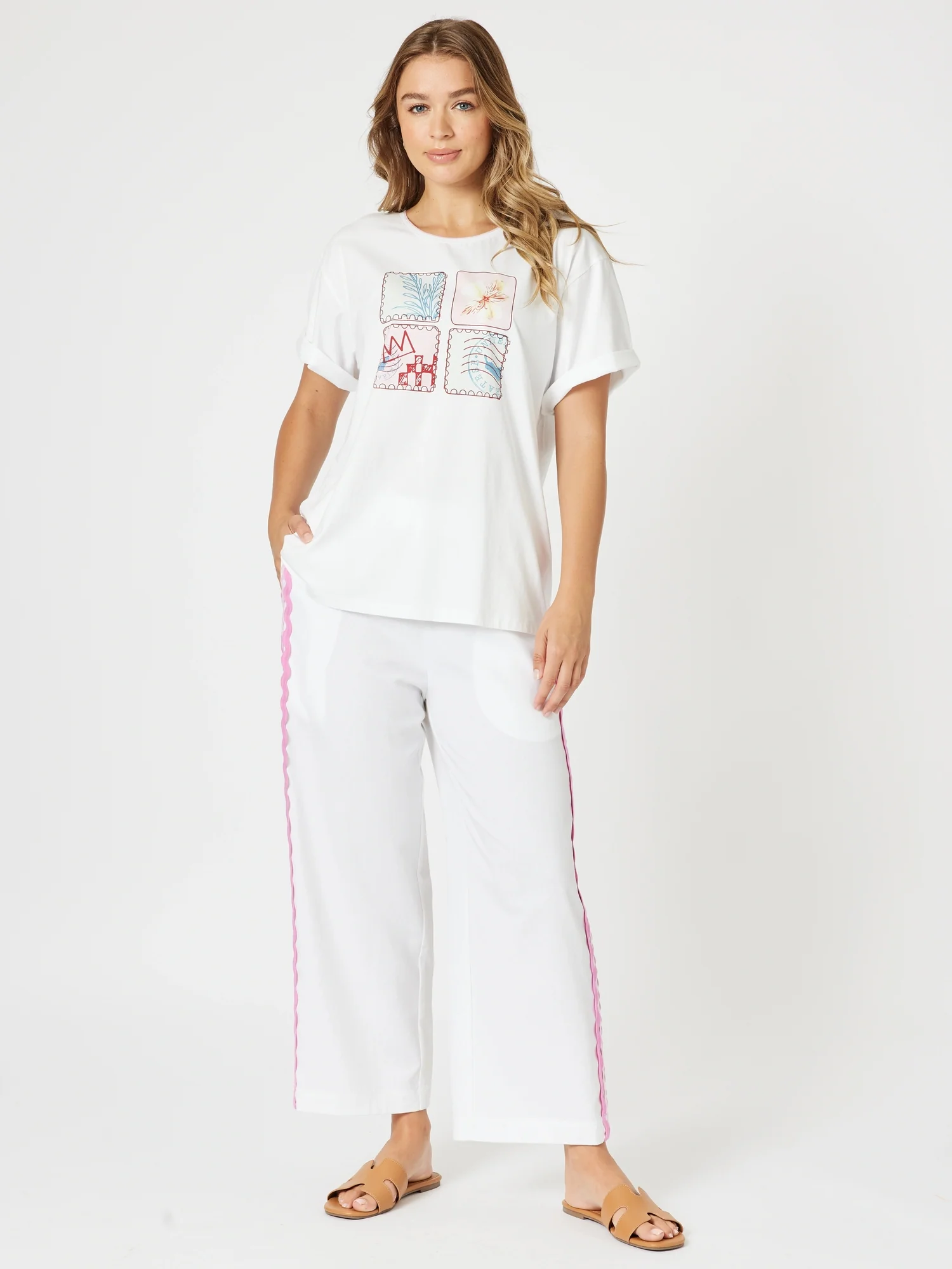 Capri Print Tee - White