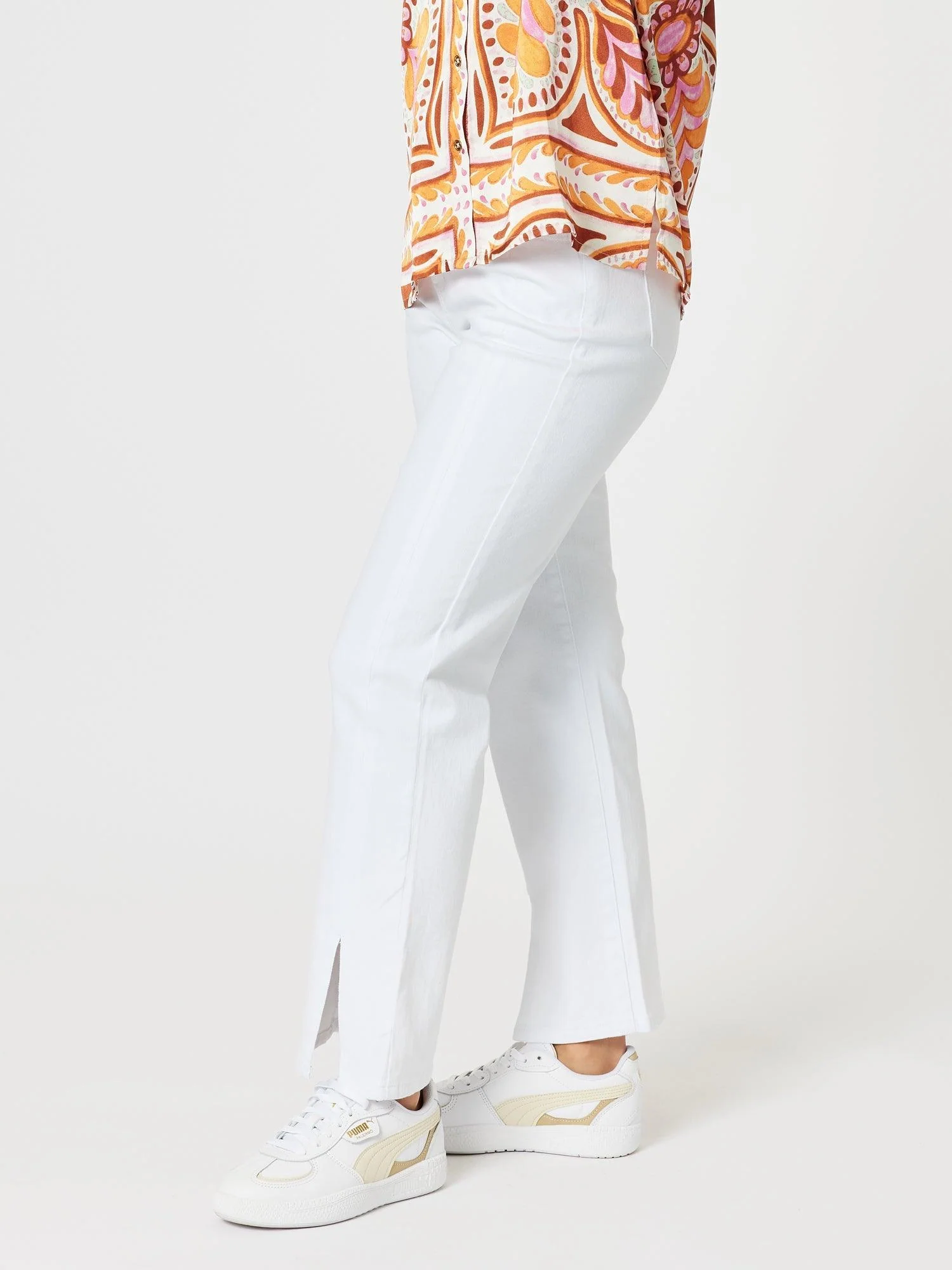 Republic Straight Leg Split Jean  - White