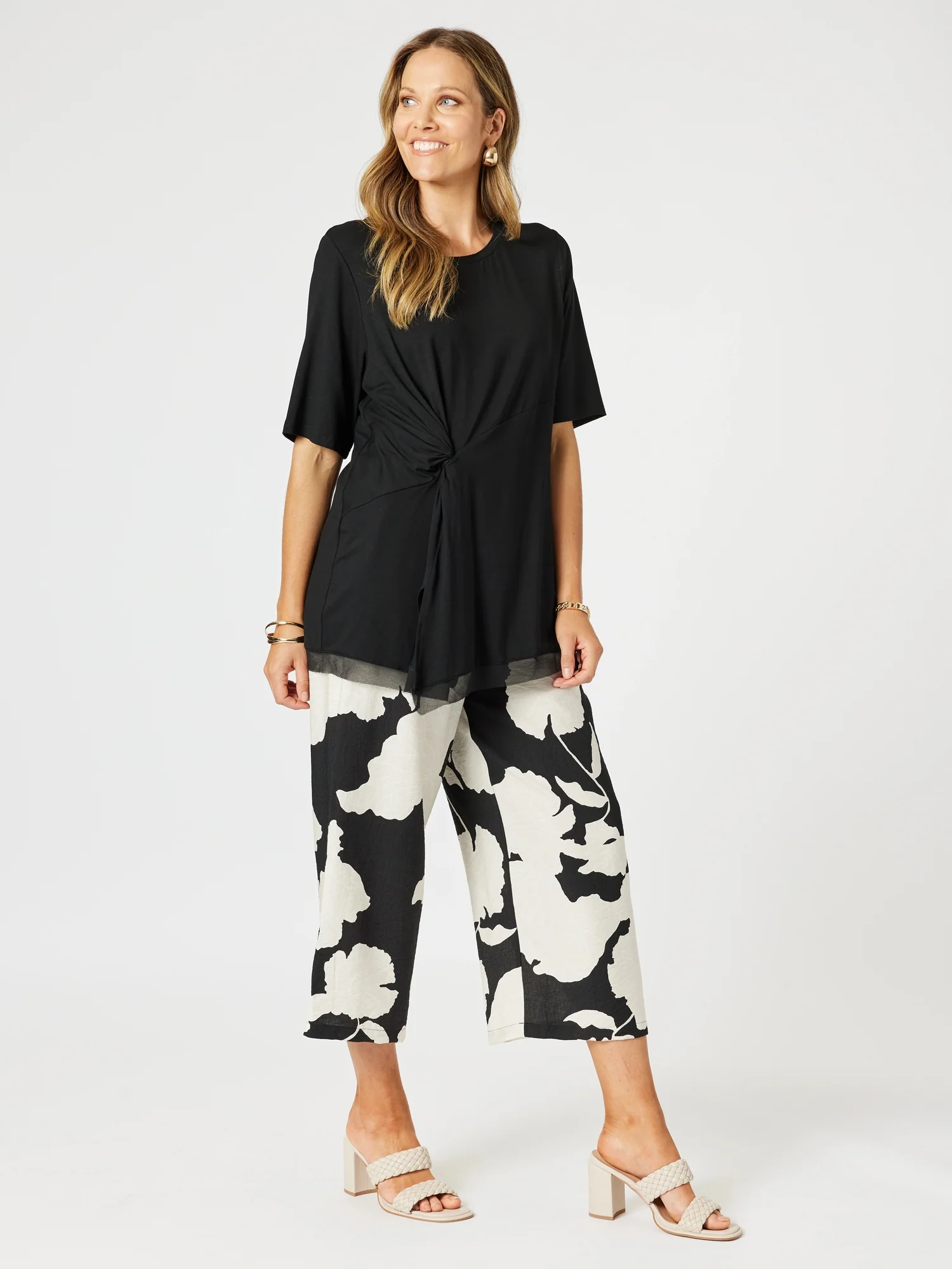 Travel Jersey Twist Top - Black