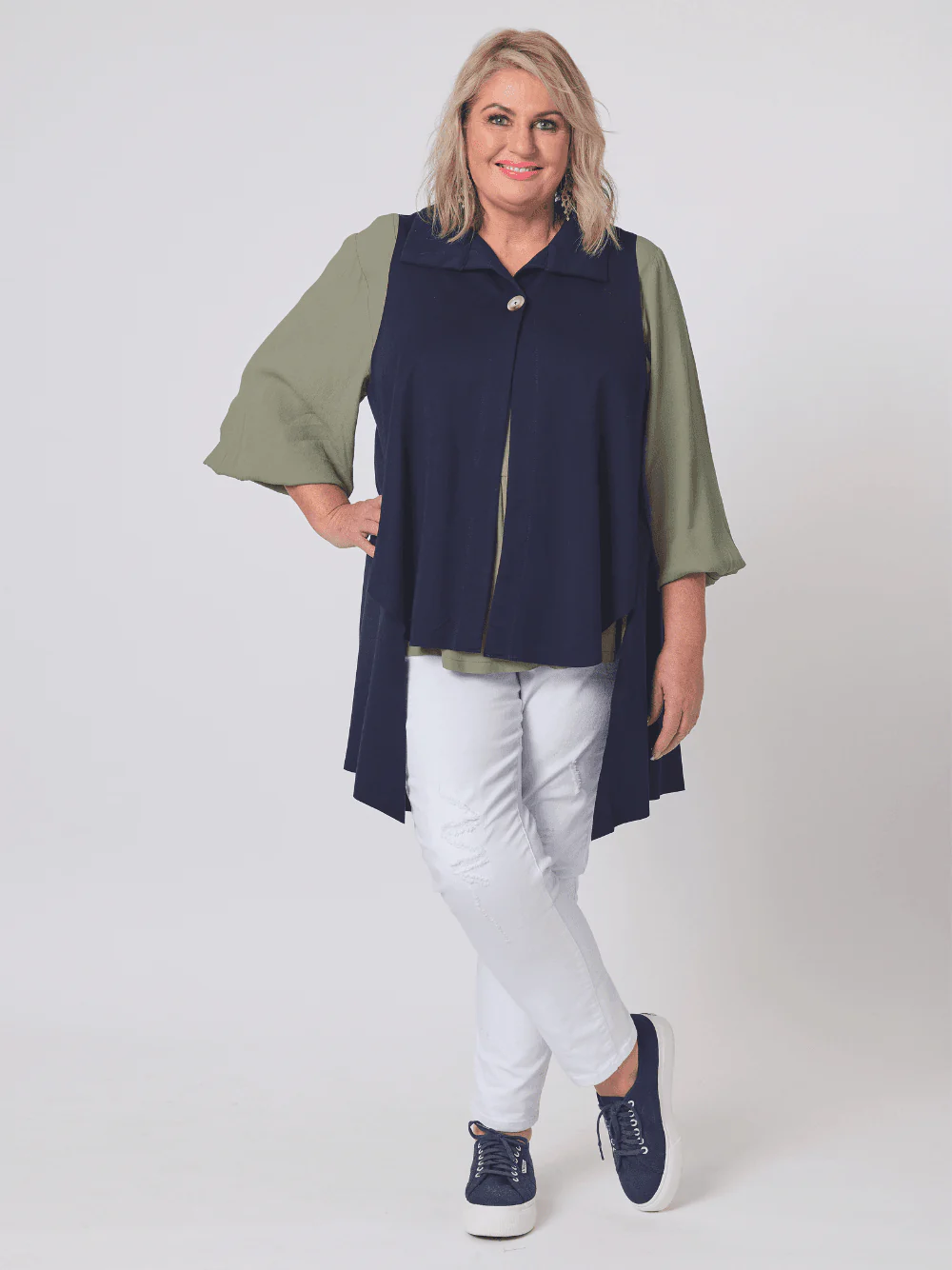Kimmy Ponte Vest - Navy