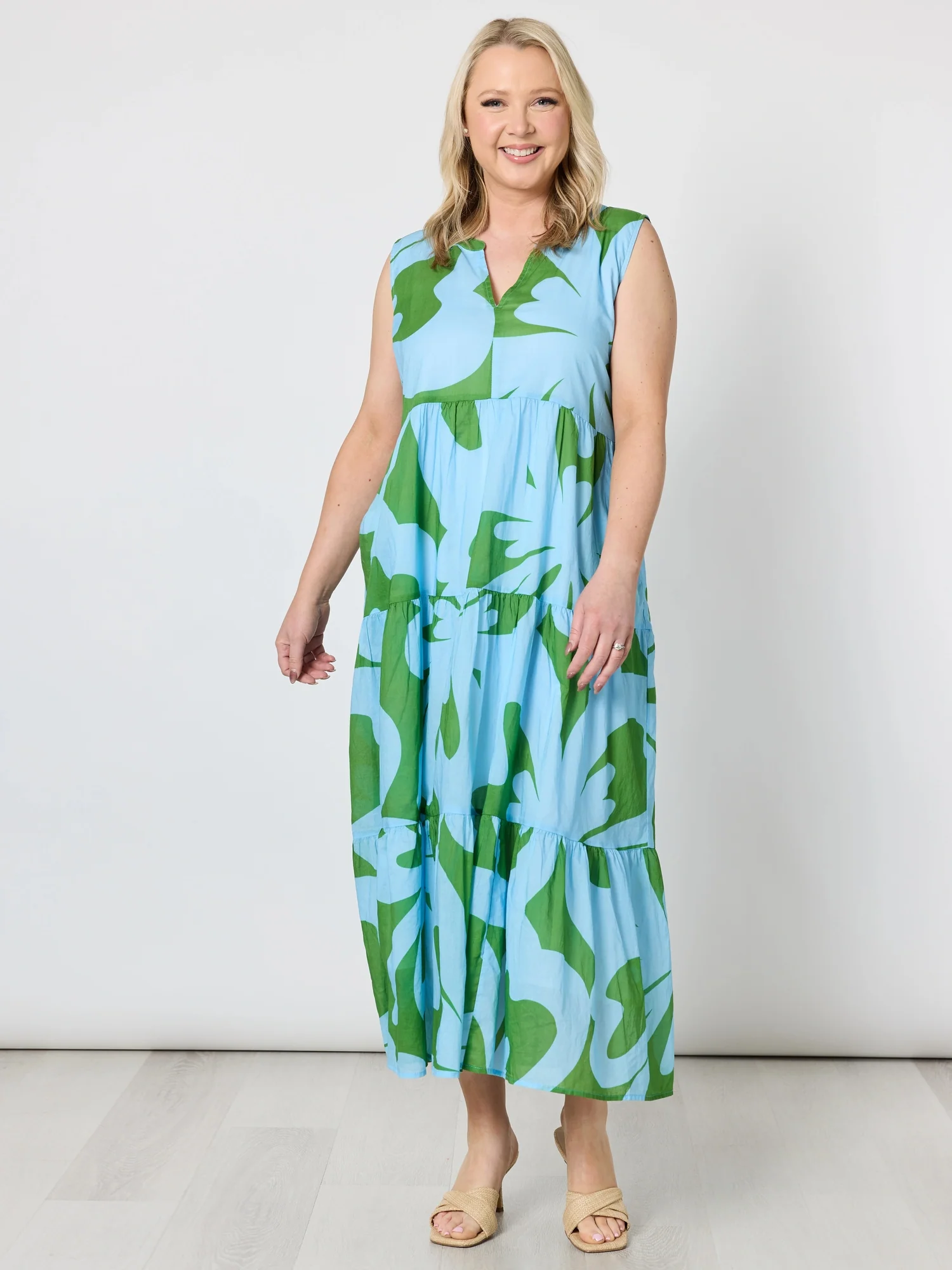 Sienna Print Dress - Blue Green