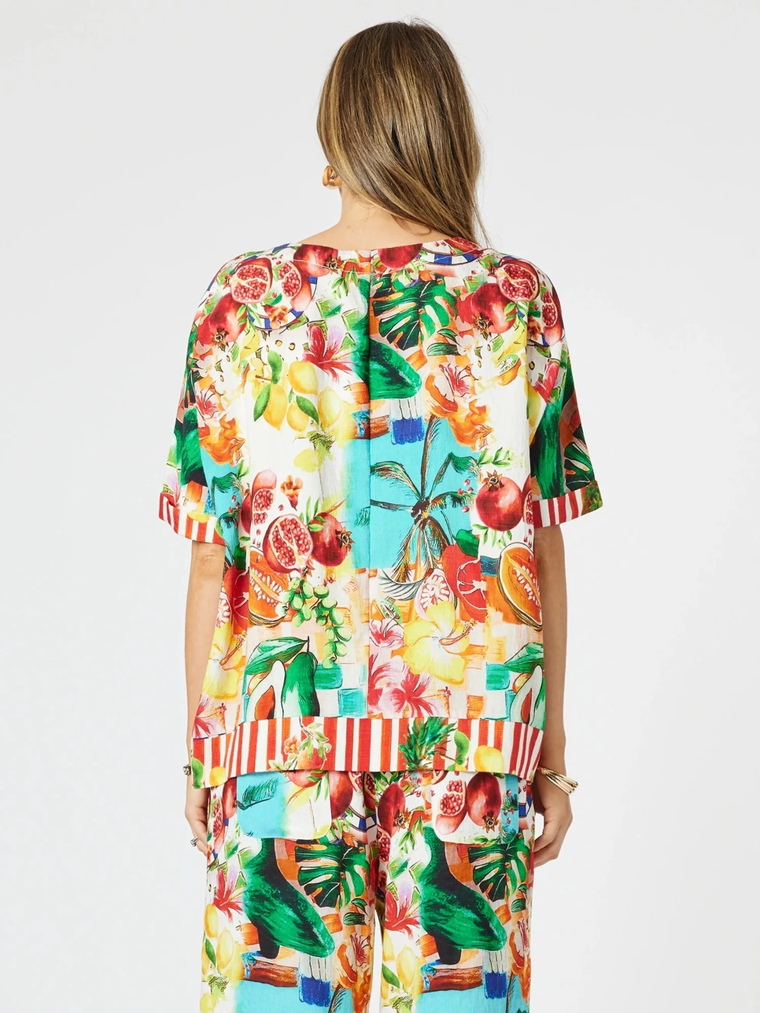 Positano Print Shell Top - Orange Multi