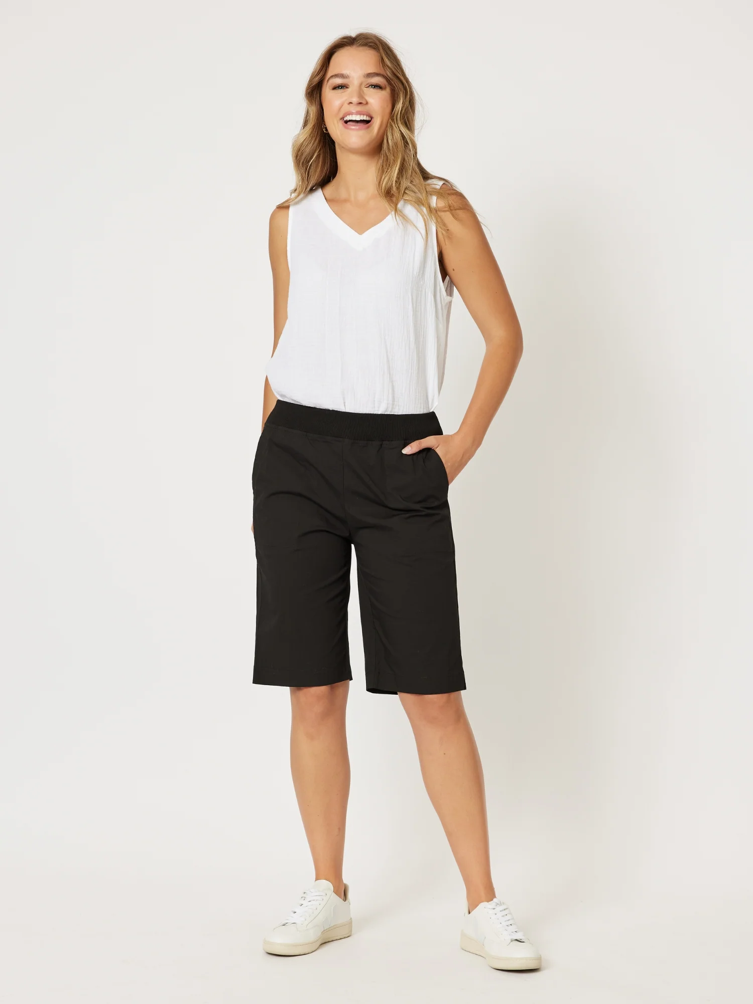 Santorini Cotton Pull On Short - Black