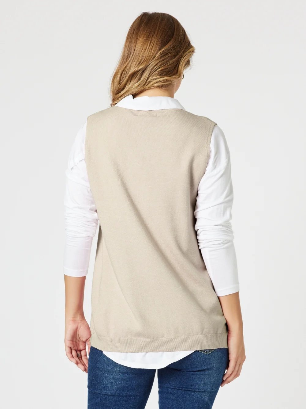 Vicky Side Split Knit Vest - Natural