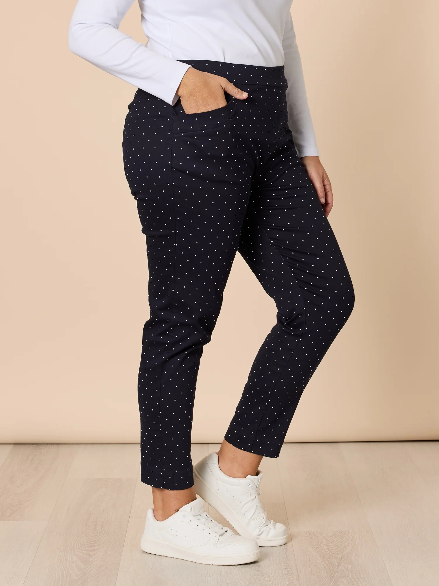 Spot Print Slim Leg Pant - Navy/White