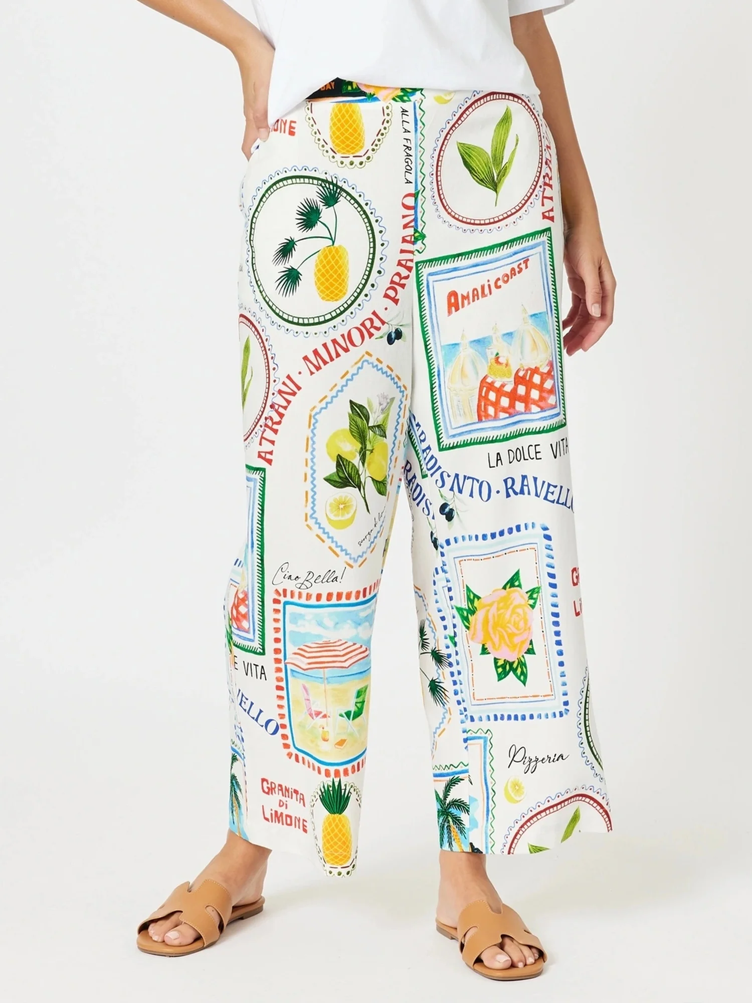 Amalfi Print Wide Leg Pant - Blue/Multi