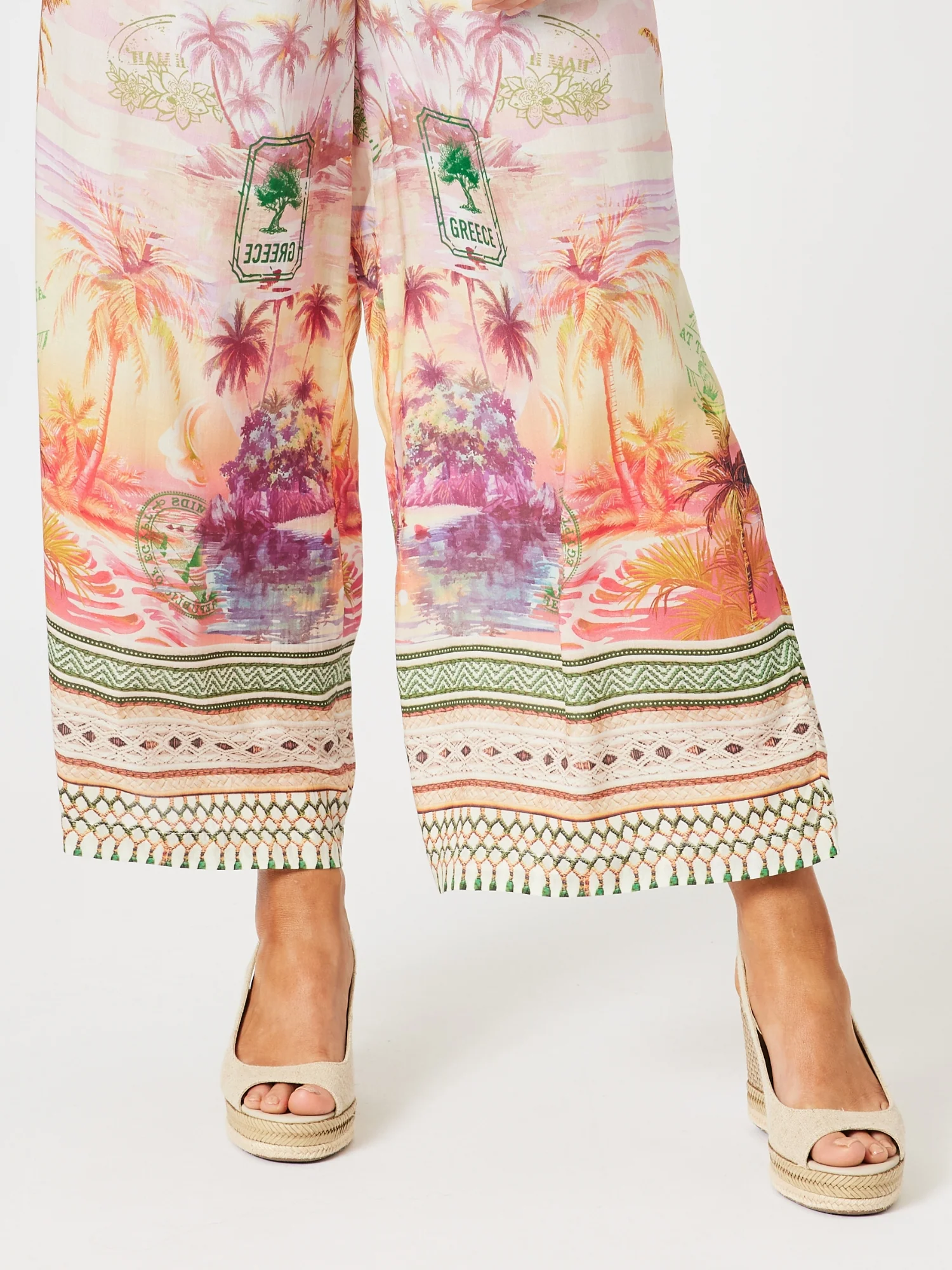 Passport Print Wide Leg Pant - Sunset Multi