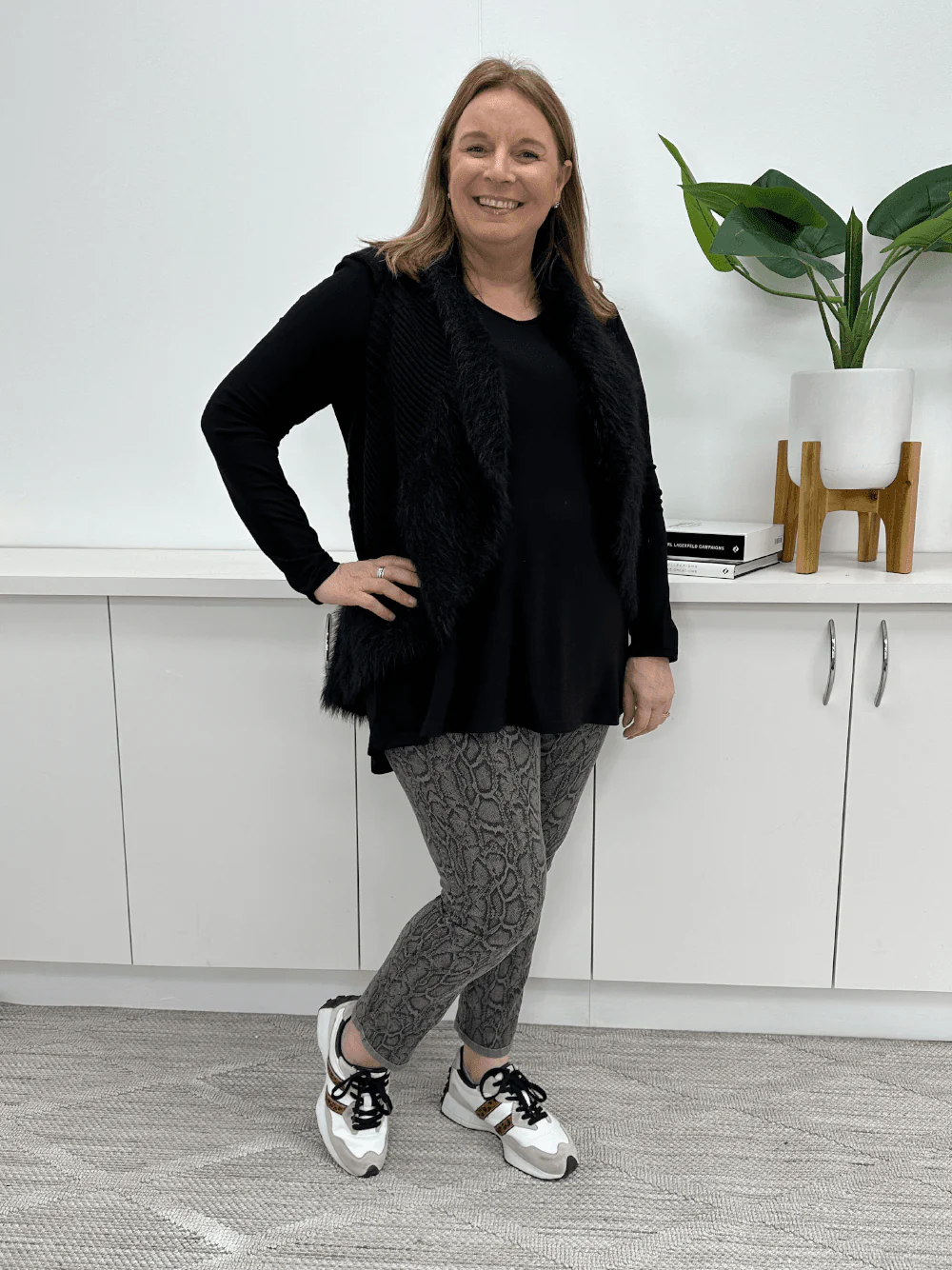 Reversible Snakeskin Print Jean - Granite