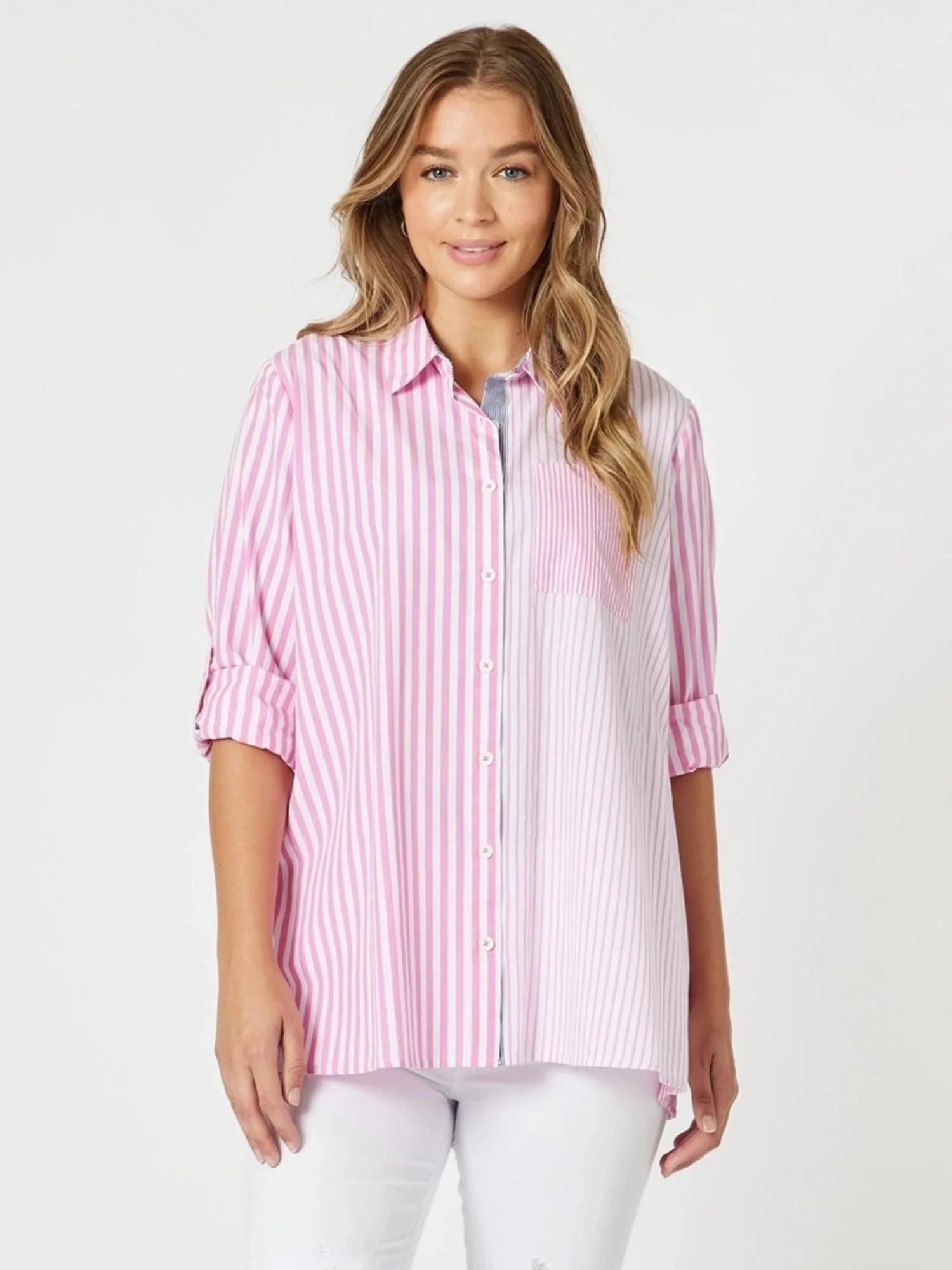 Skyler Stripe Shirt - Pink White