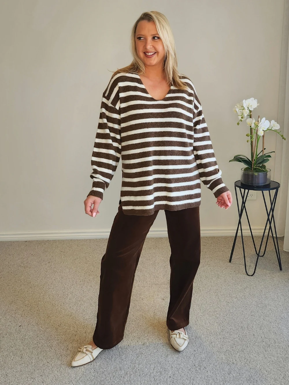 Jackie Stripe Knit - Chocolate