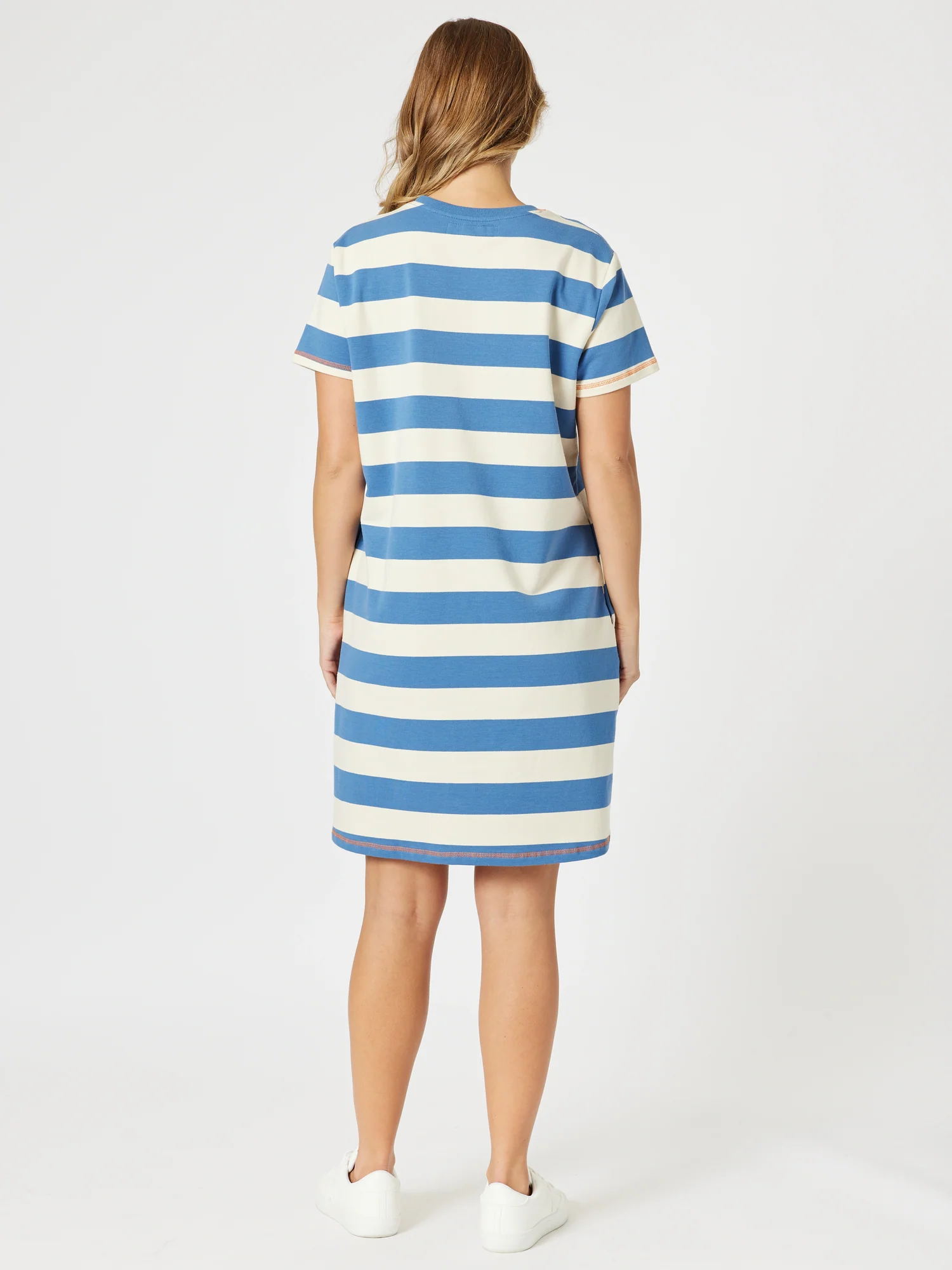 Love & Kisses Stripe Print Dress - Blue/Natural