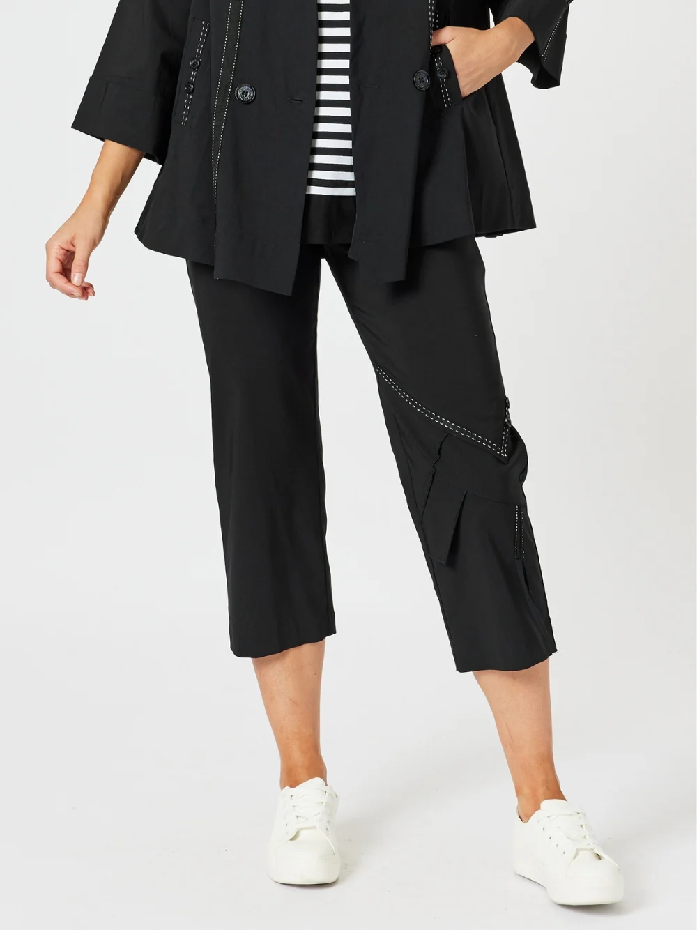 Tribeca Stitch Detail Pant - Black