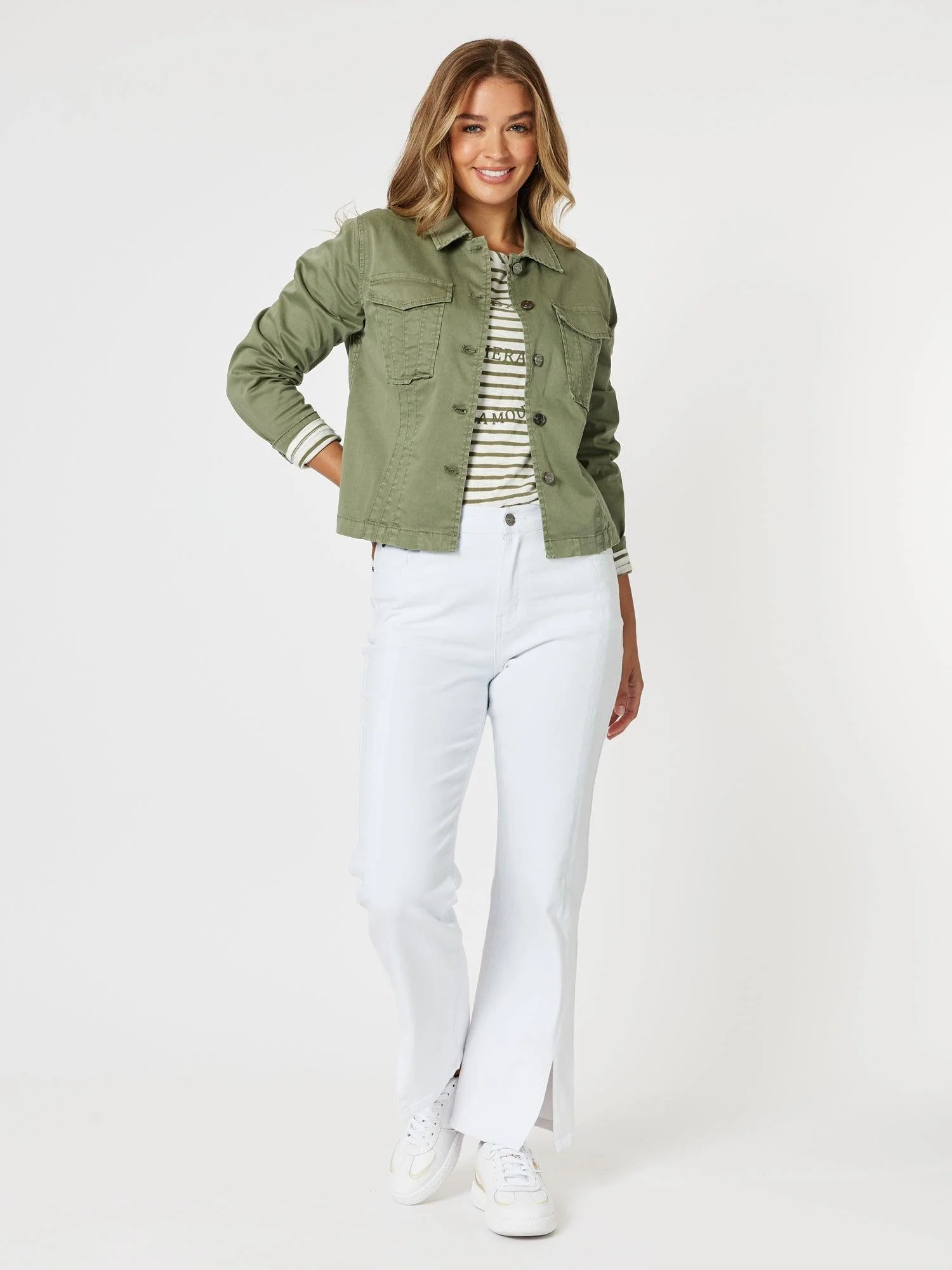 Republic Straight Leg Split Jean  - White