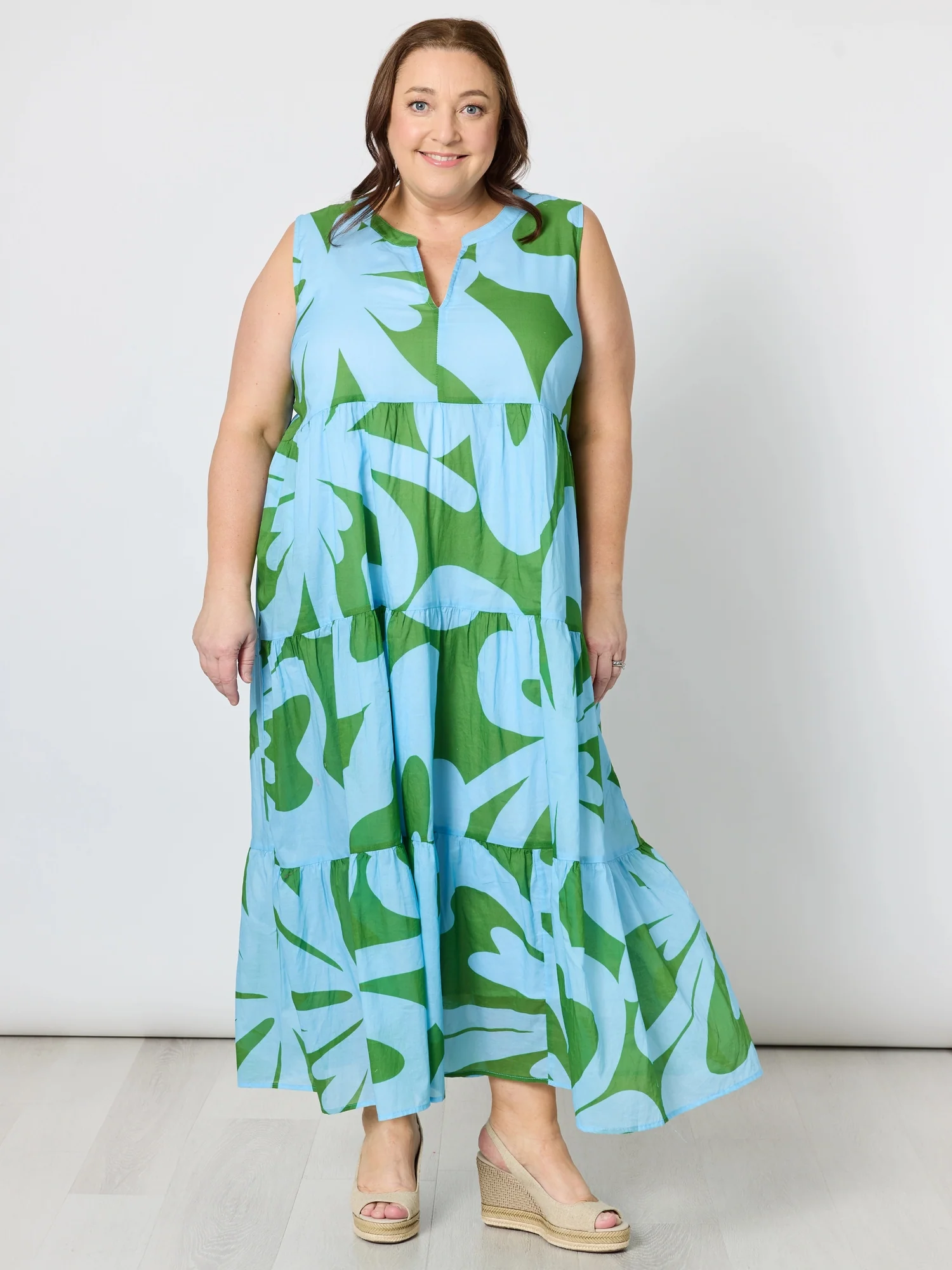 Sienna Print Dress - Blue Green