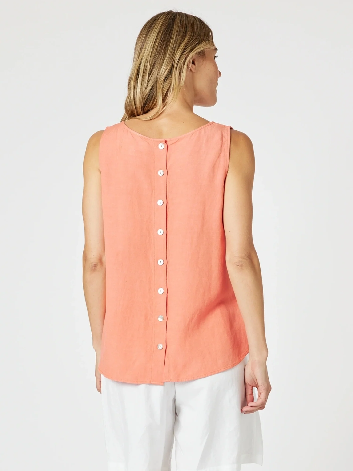 The Lino Button Back Cami - Papaya