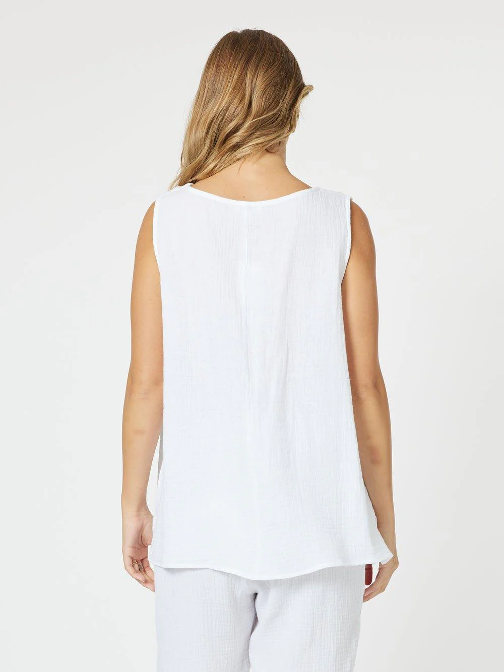 Byron Cotton Tank Top - White