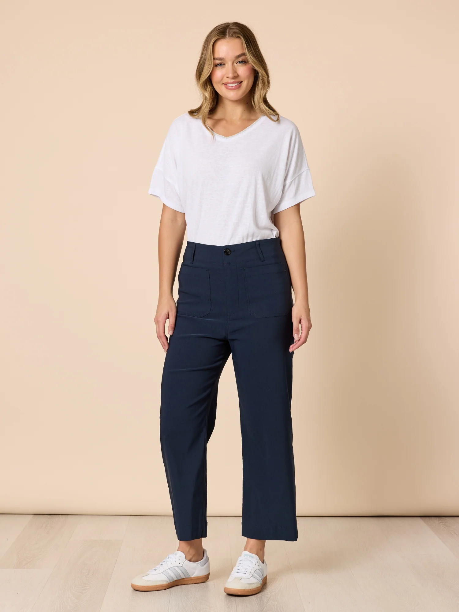 Bella V Neck Tee - White