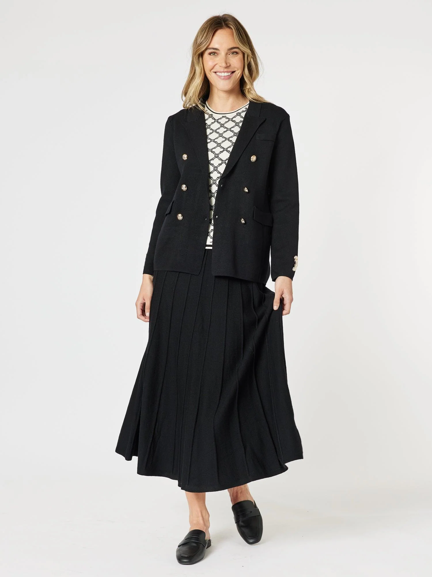 Lucy Knit Blazer Jacket - Black