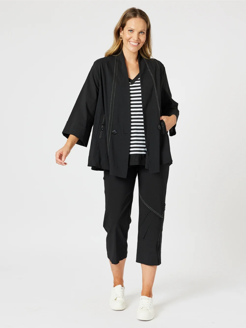 Tribeca Stitch Detail Pant - Black