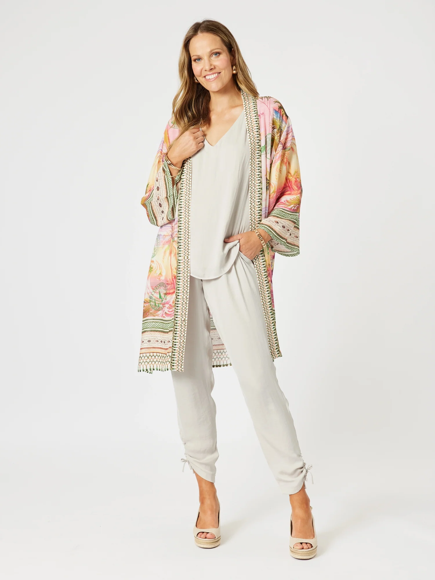 Passport Print Kimono - Sunset Multi
