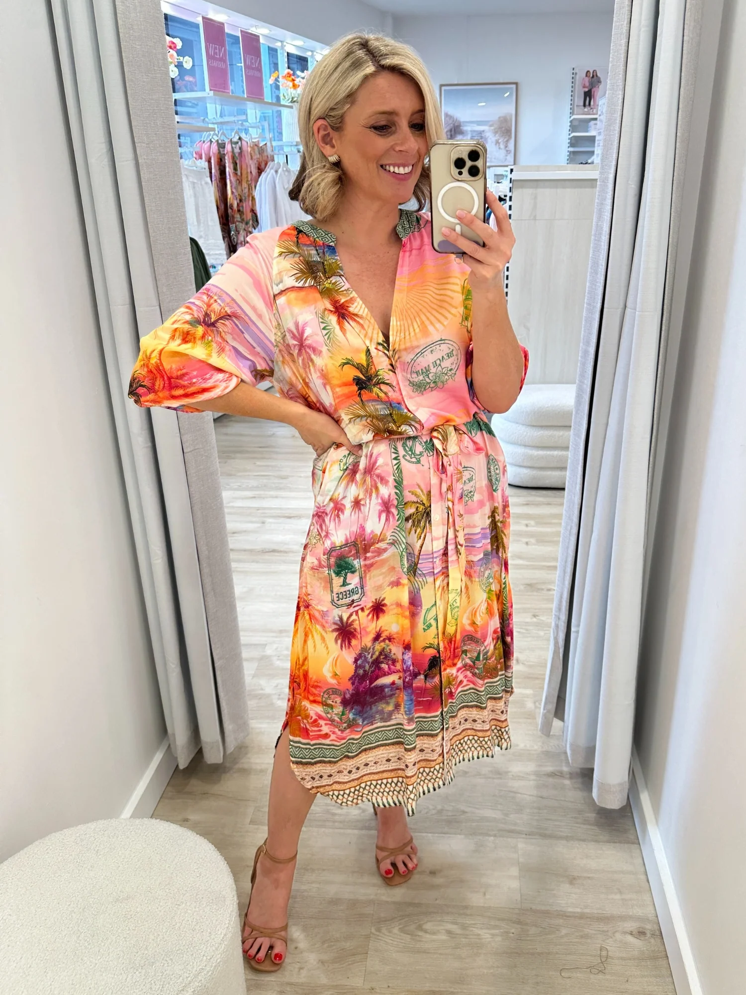 Passport Print Dress - Sunset Multi