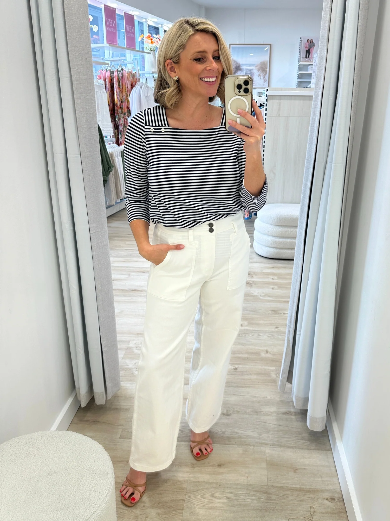 New Mariner Stripe Tee - Navy/White